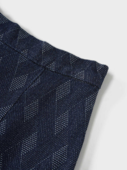 Printed Denim Trumpet Style Skirt-Diamond Weave