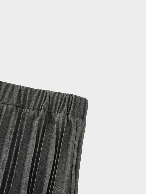 Thin Pleated Skirt-Olive