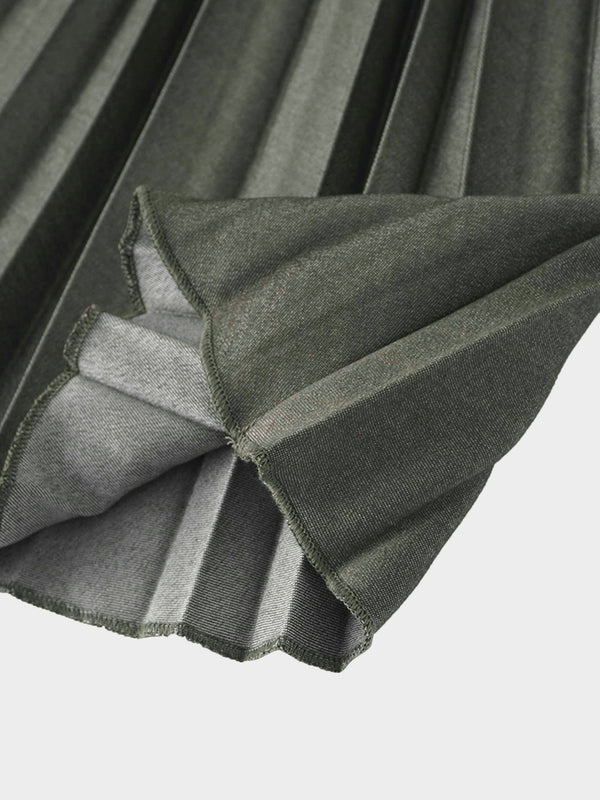 Thin Pleated Skirt-Olive