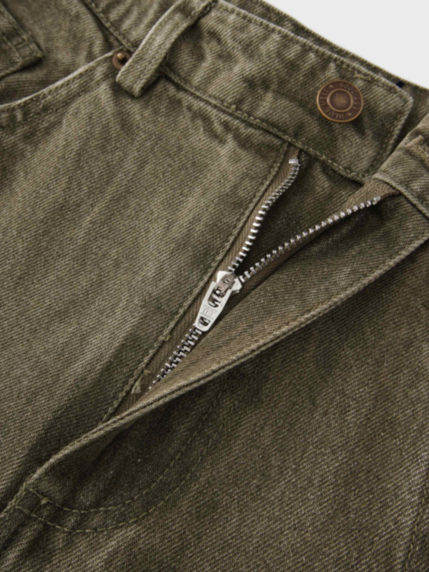 Seamed Full Denim Skirt-Olive