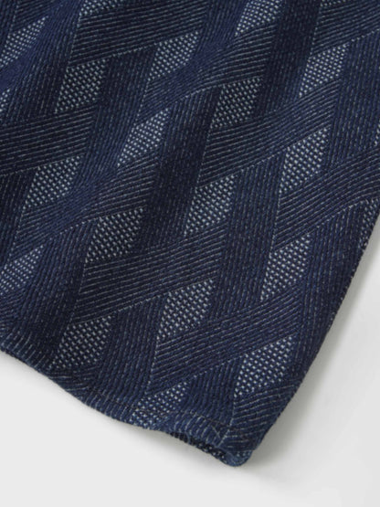 Printed Denim Trumpet Style Skirt-Diamond Weave
