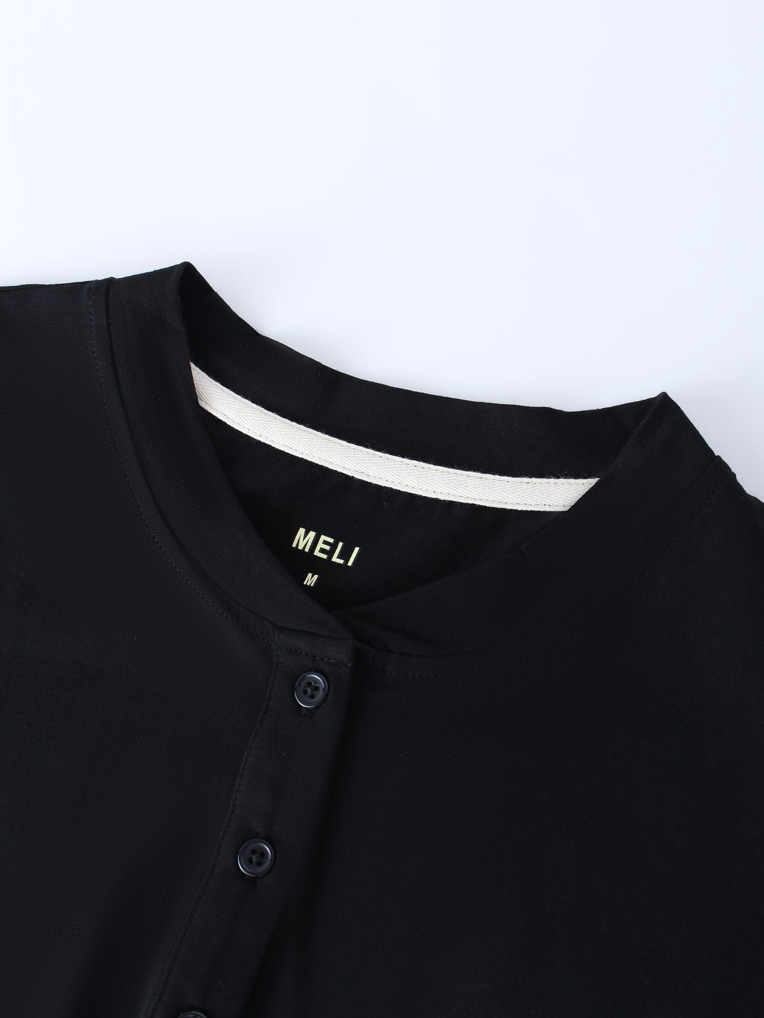 4 BUTTON HENLEY TEE-BLACK