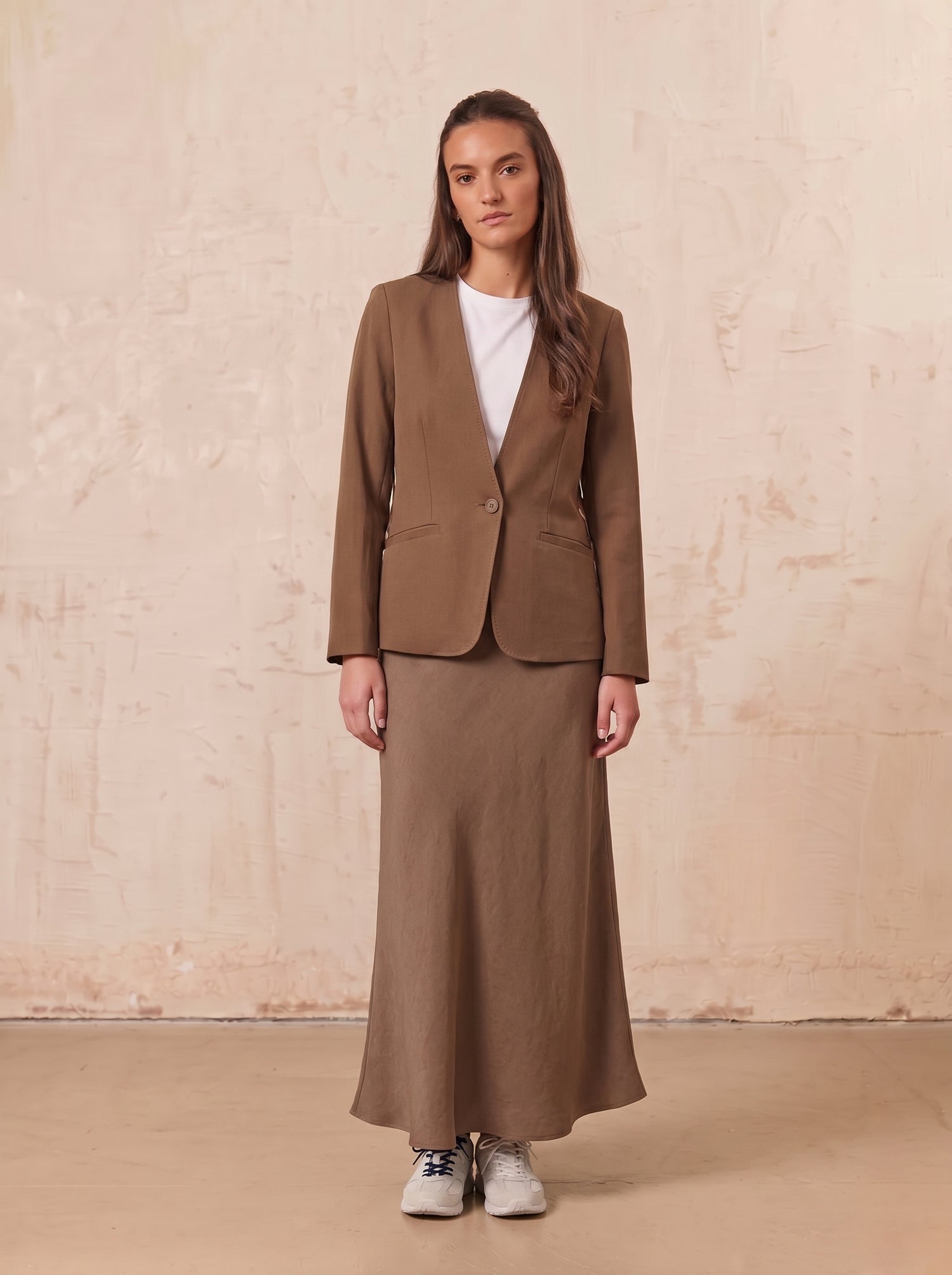 Linen Slip Skirt-Chocolate Brown