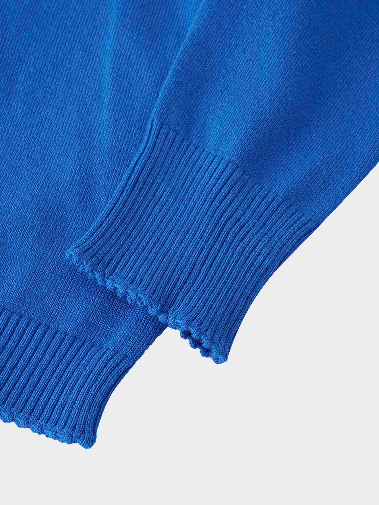 Trim Detail Crew Crop Cardigan-Bright Blue