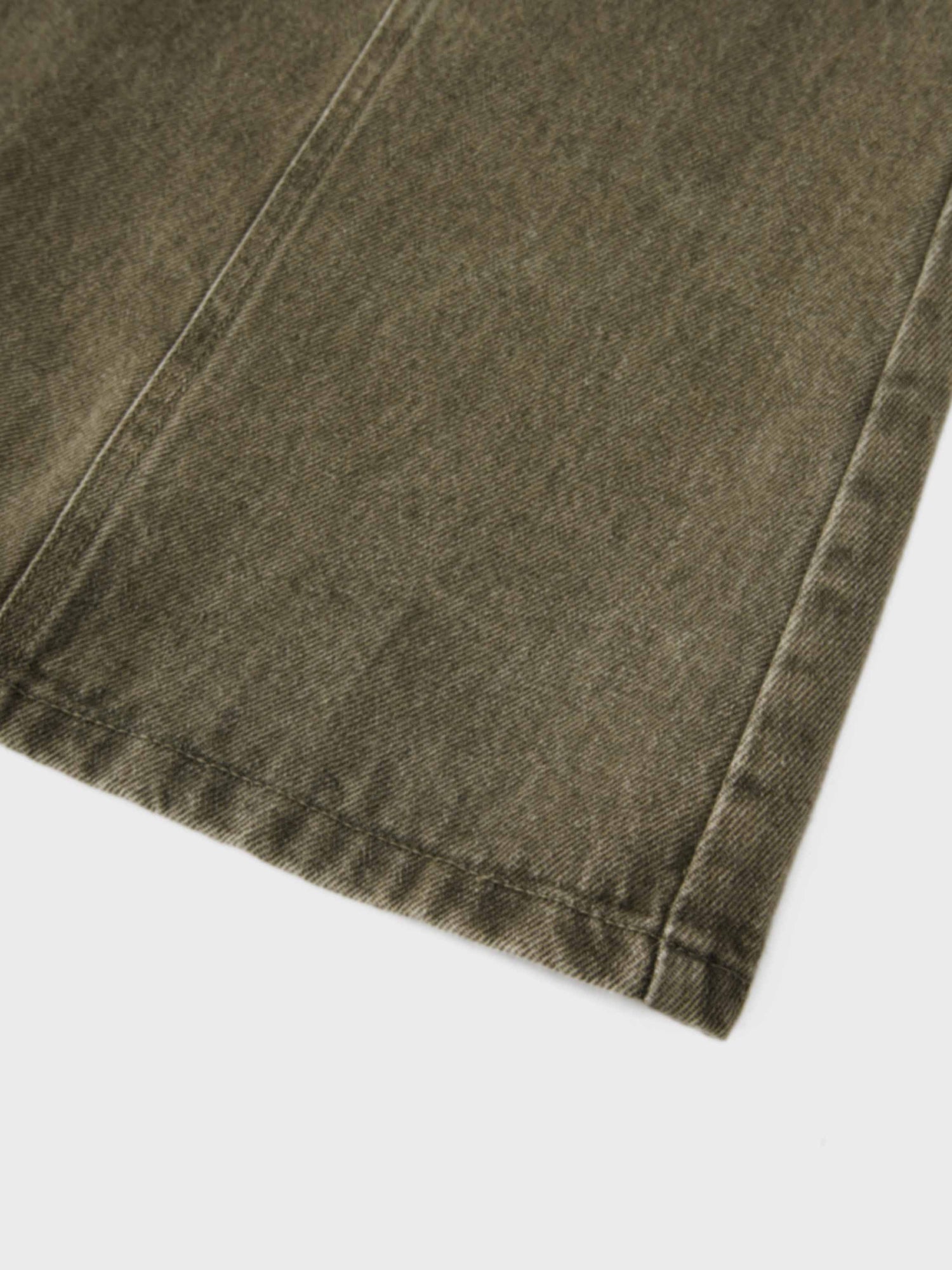 Seamed Full Denim Skirt-Olive