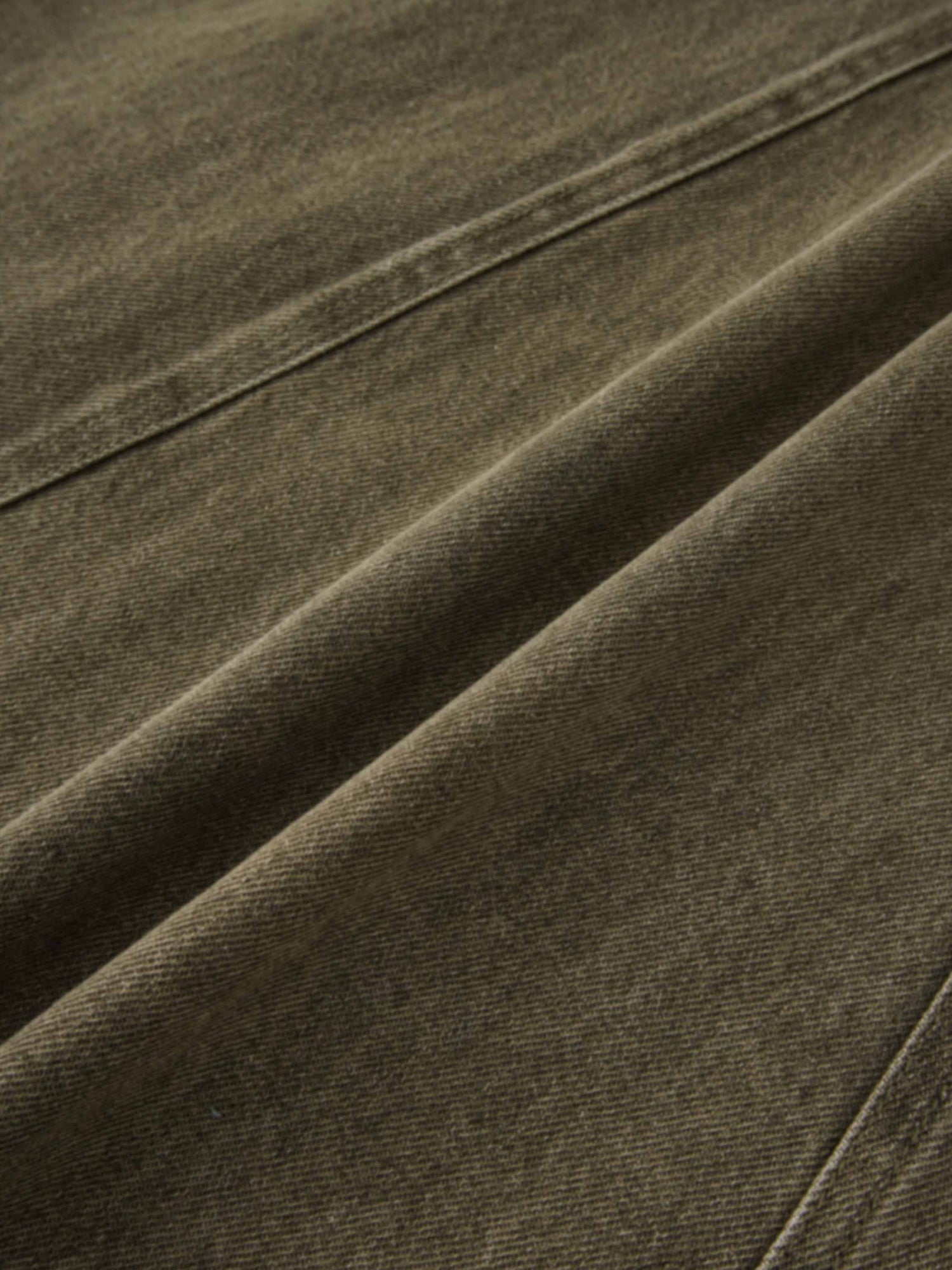 Seamed Full Denim Skirt-Olive