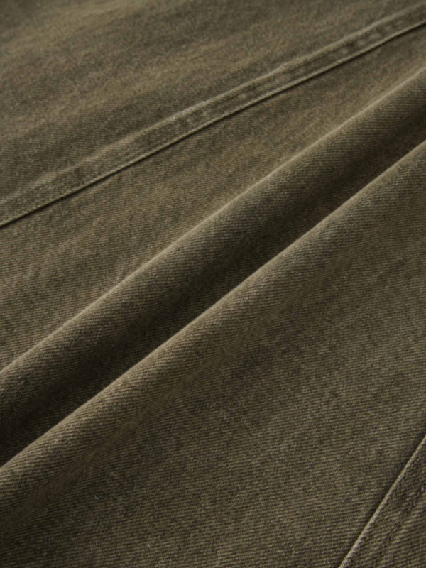 Seamed Full Denim Skirt-Olive