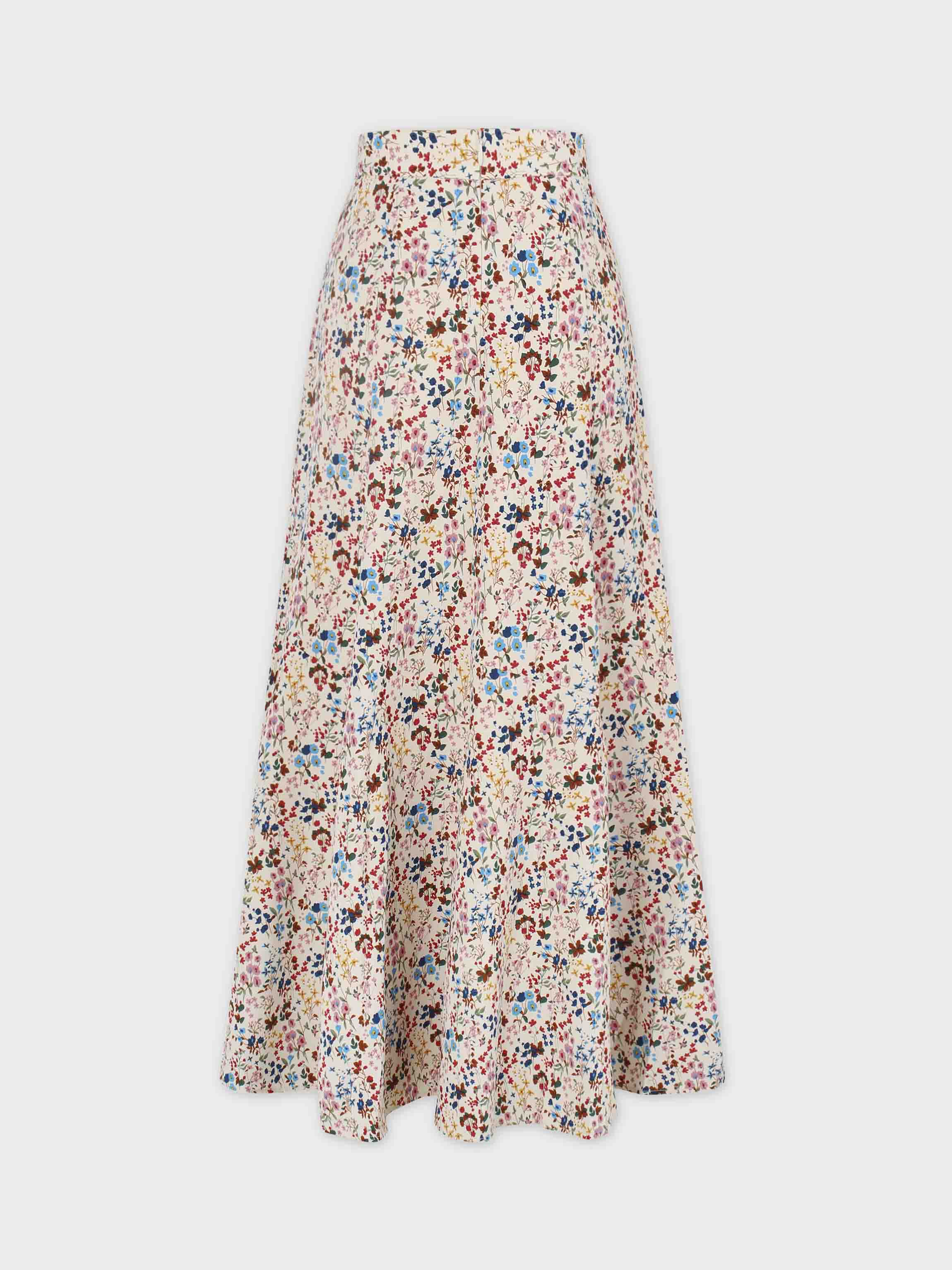 Printed Trumpet Skirt-Floral