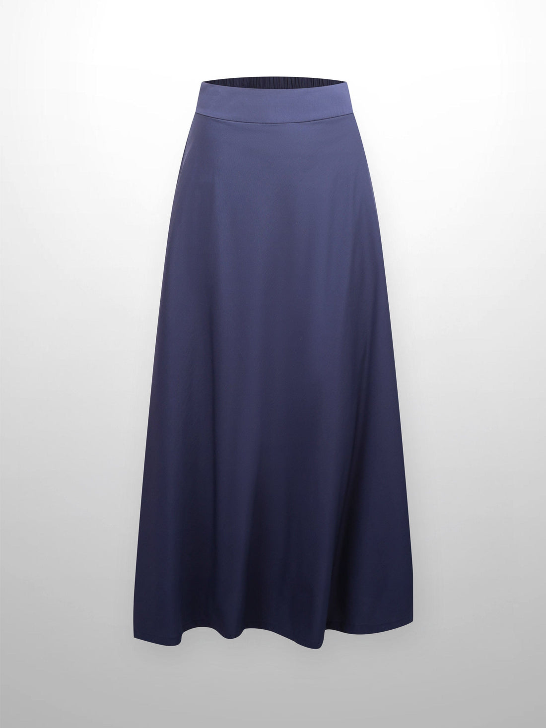 Elastic Back Maxi Cotton Blend Skirt-Navy