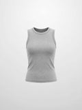 Sleeveless Basic Tee-Heathered Grey