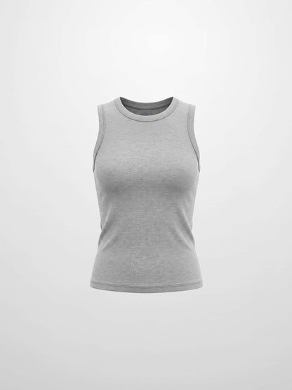 Sleeveless Basic Tee-Heathered Grey