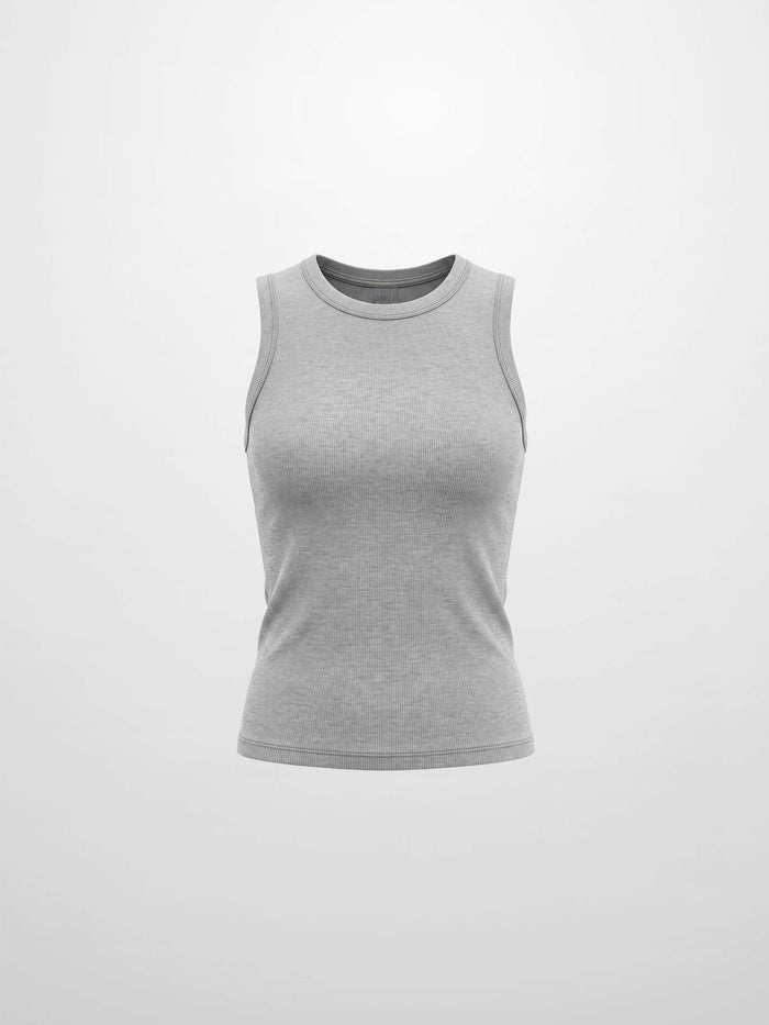 Sleeveless Basic Tee-Heathered Grey