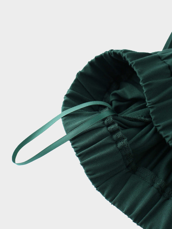 Mix Pleat Skirt-Emerald Green
