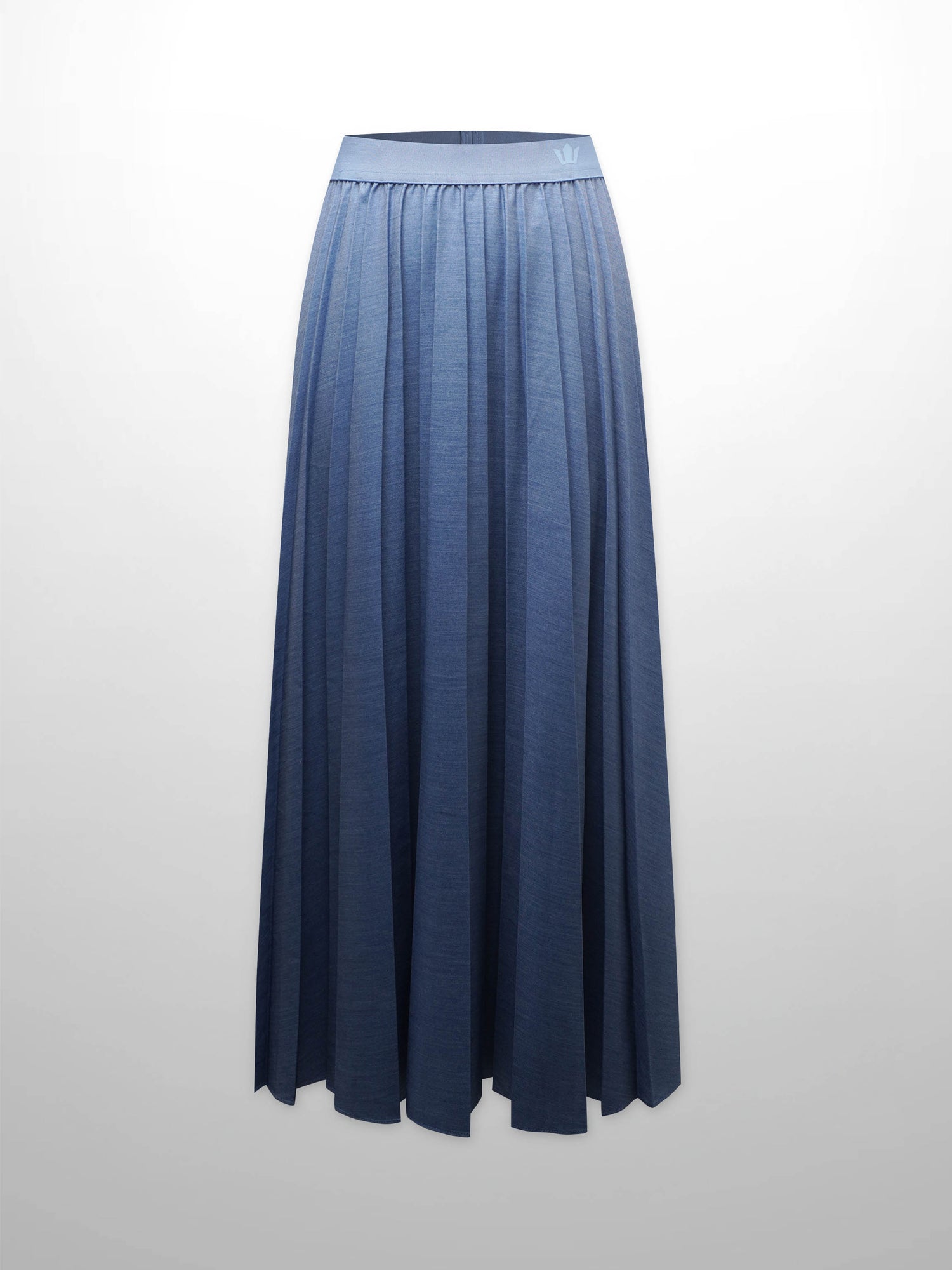 PLEATED SKIRT 37&quot;-DENIM LT BLUE