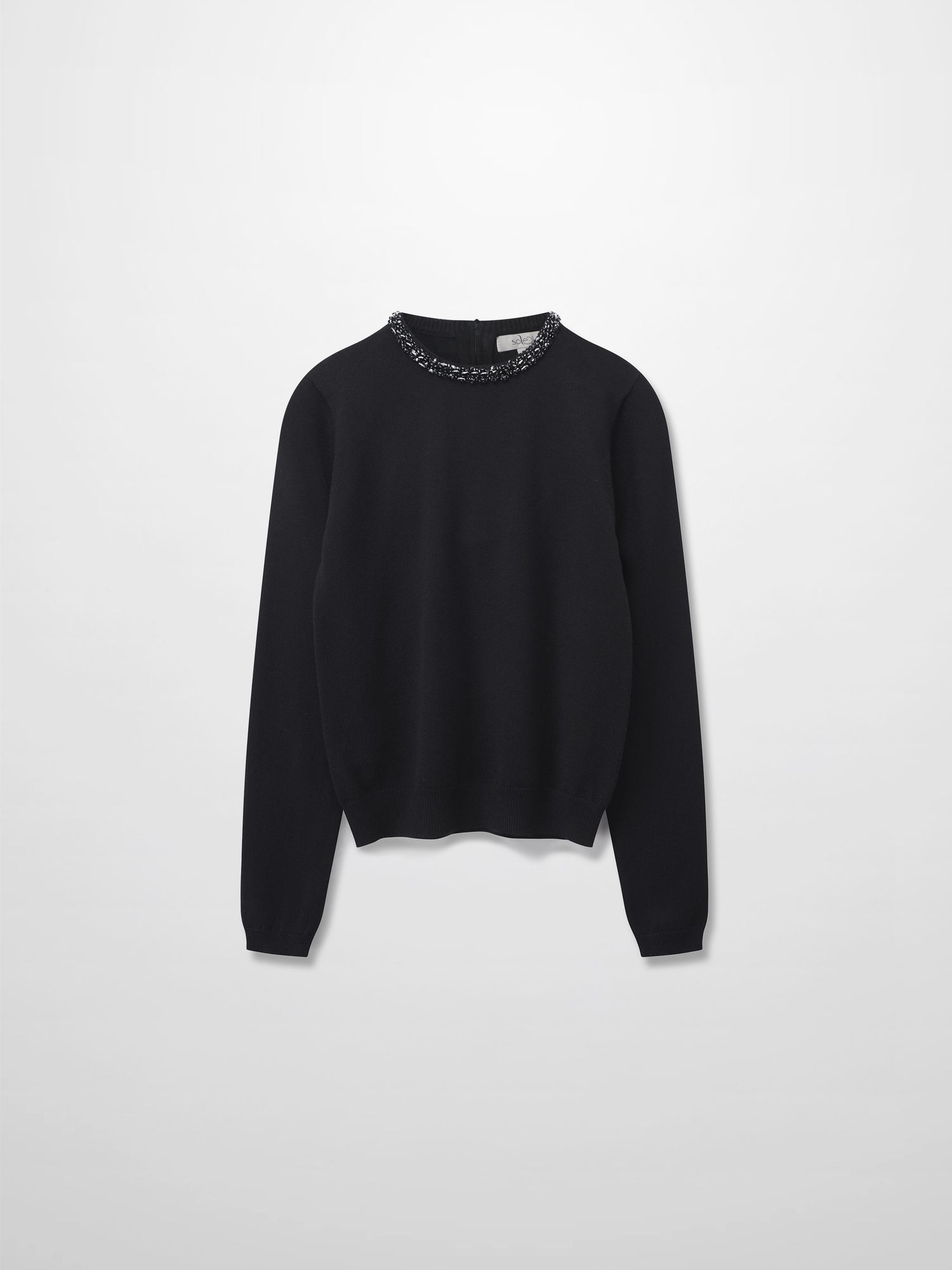 Embellished Crew Sweater-Black
