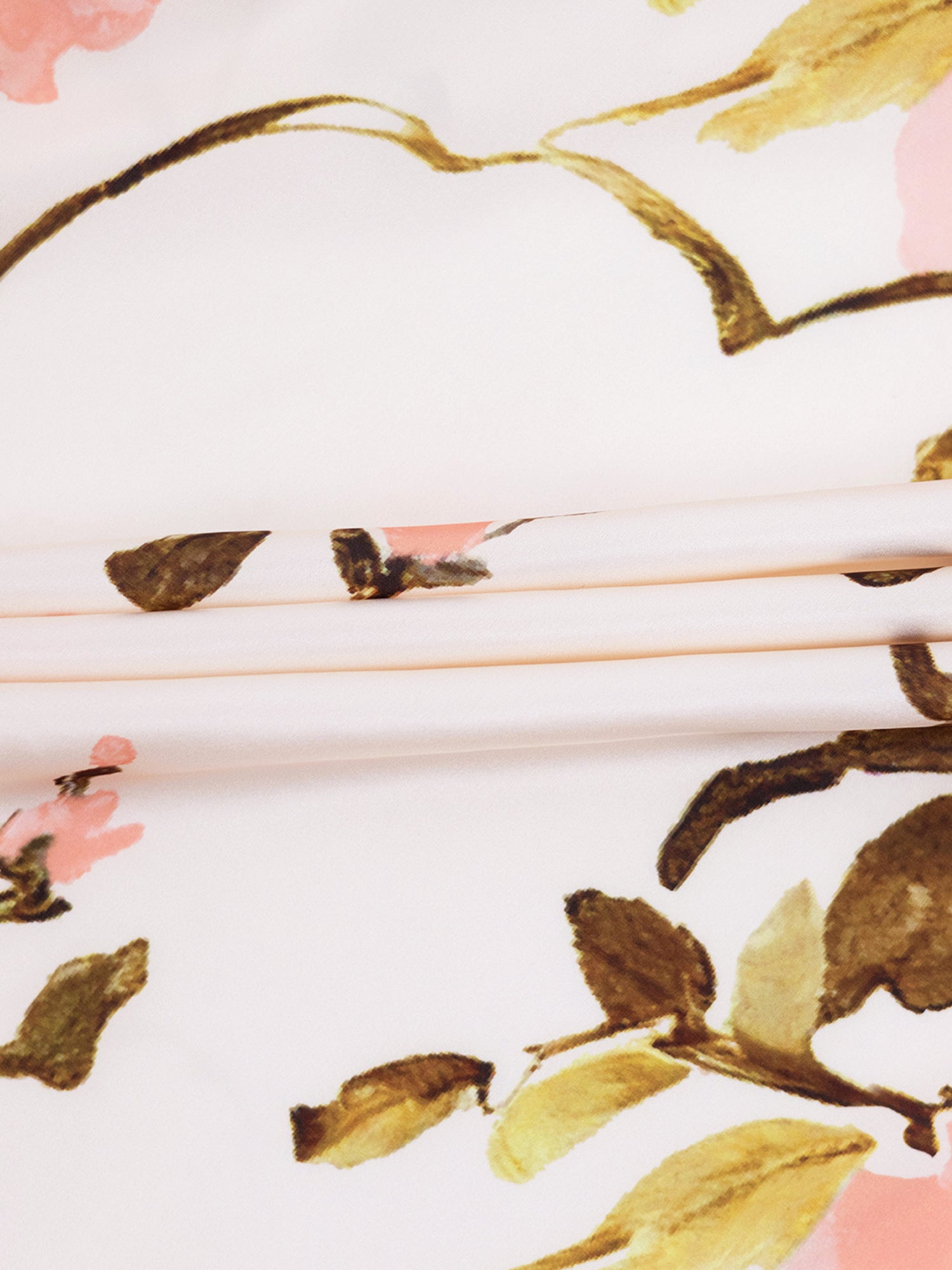 Button Down Faux Satin Blouse-Peach Floral