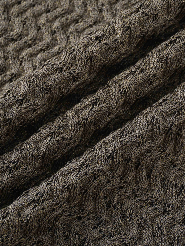 Textured Lurex Crew Sweater-Gold
