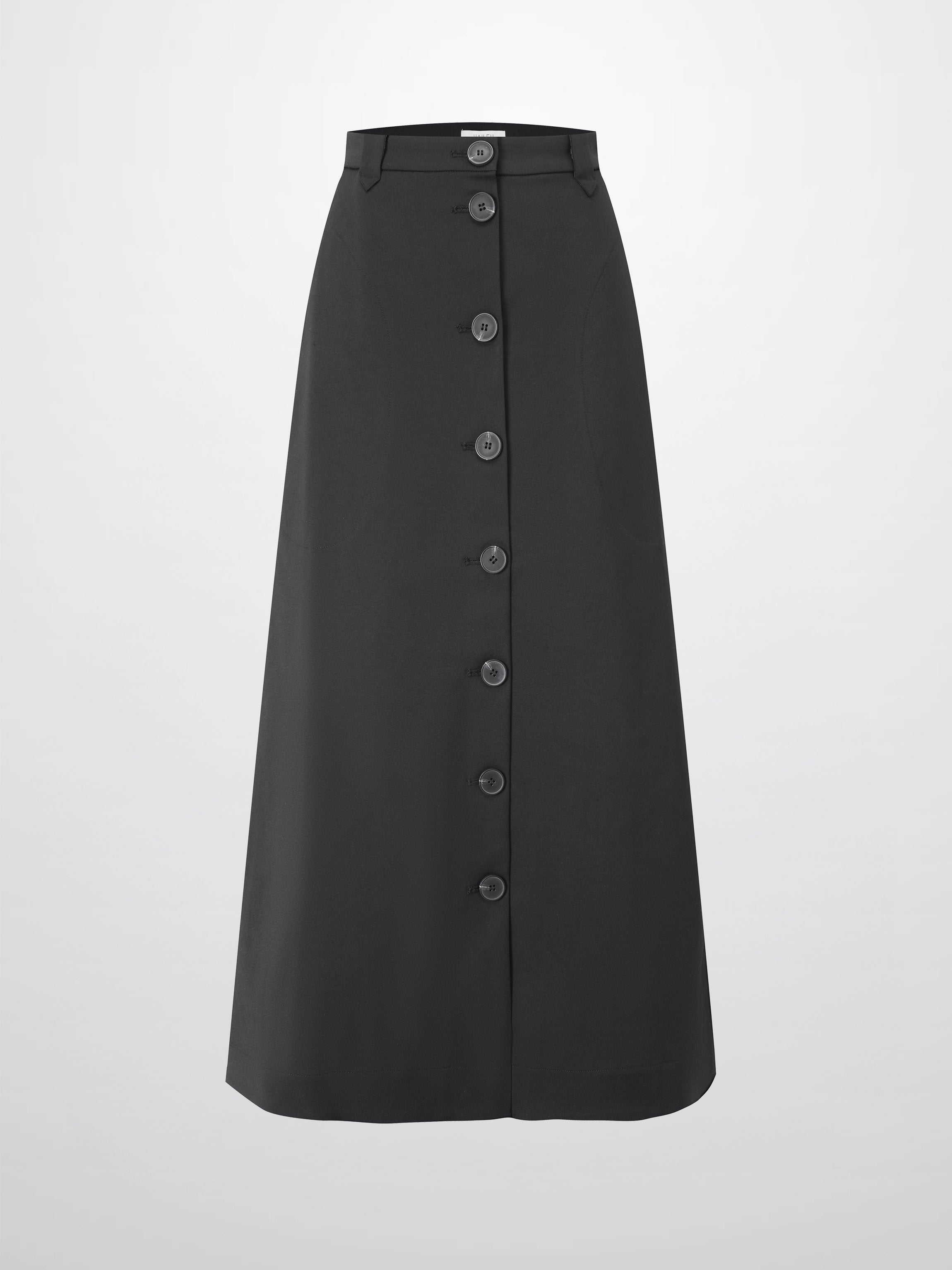 A-Line Button Down Pocket Skirt-Black