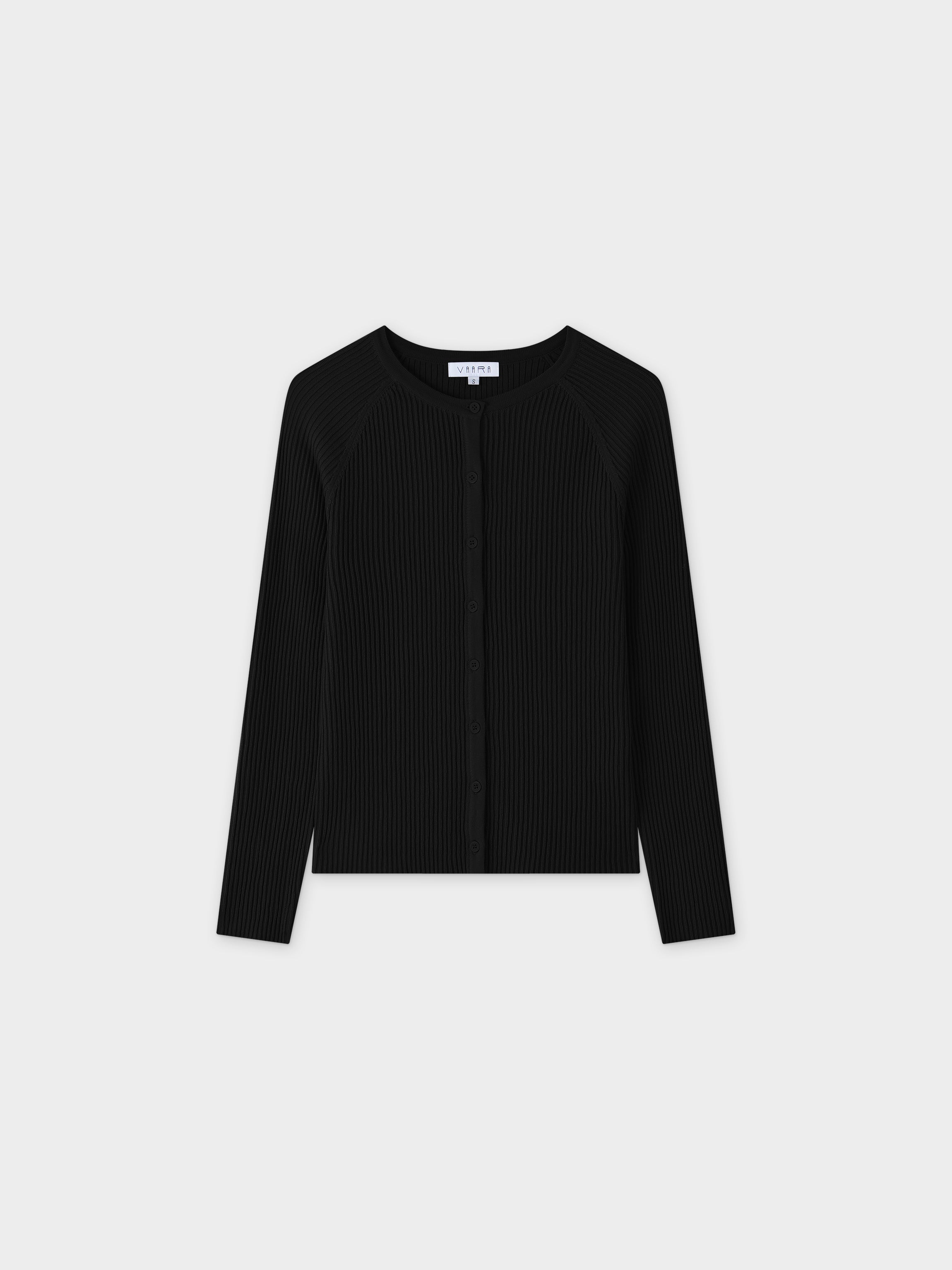 Ribbed Knit Cardigan-Black