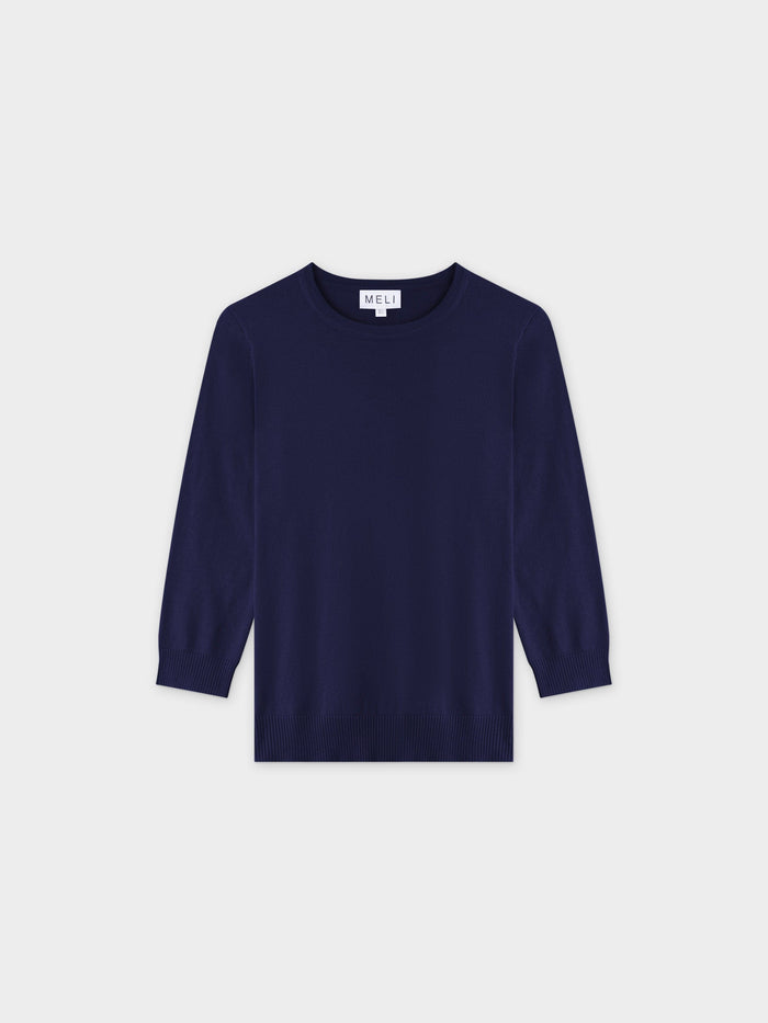 Basic Crew Sweater 3Q-Navy