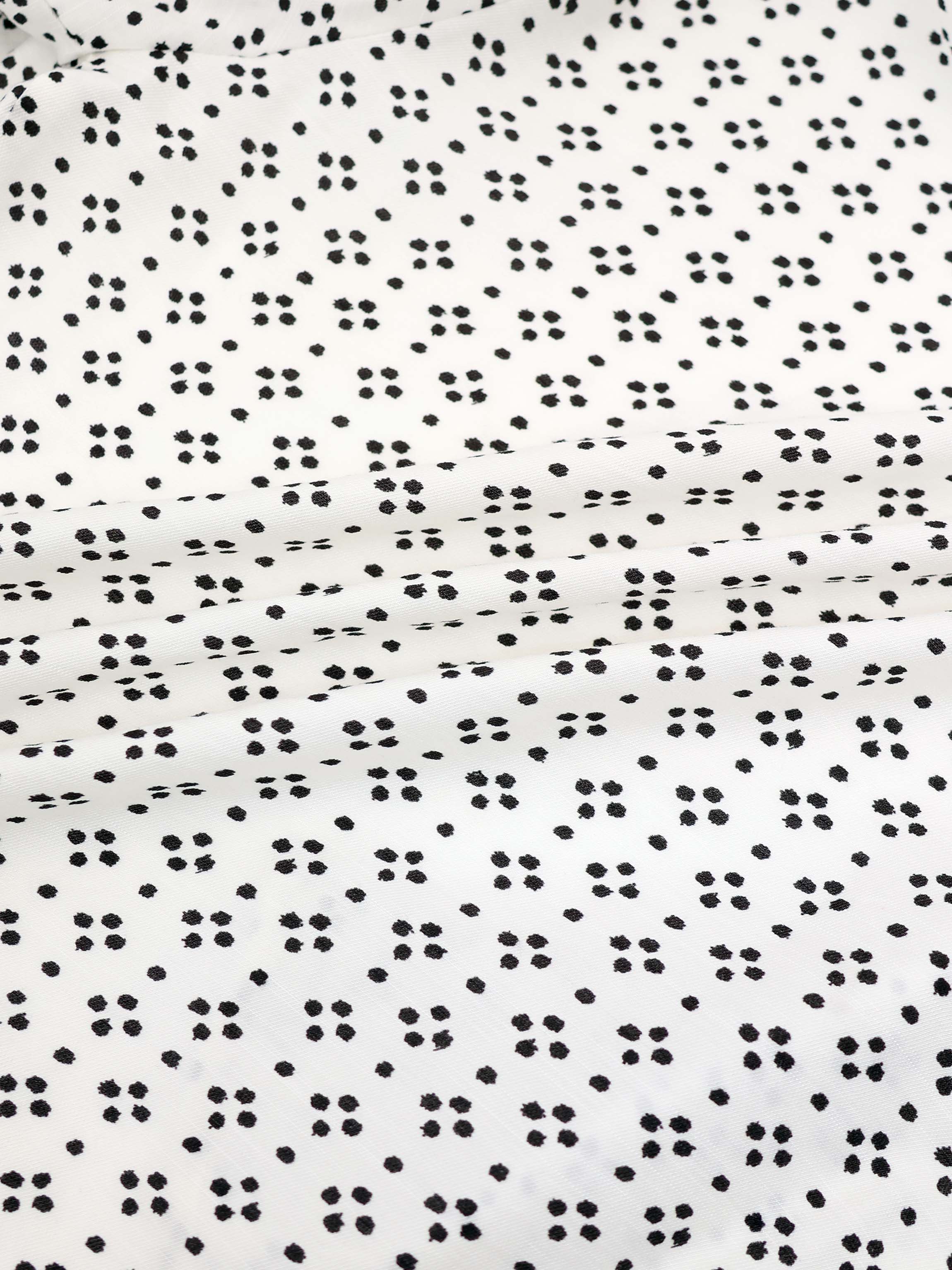 Puff Sleeve Button Down Blouse-Black/White Polka Dot