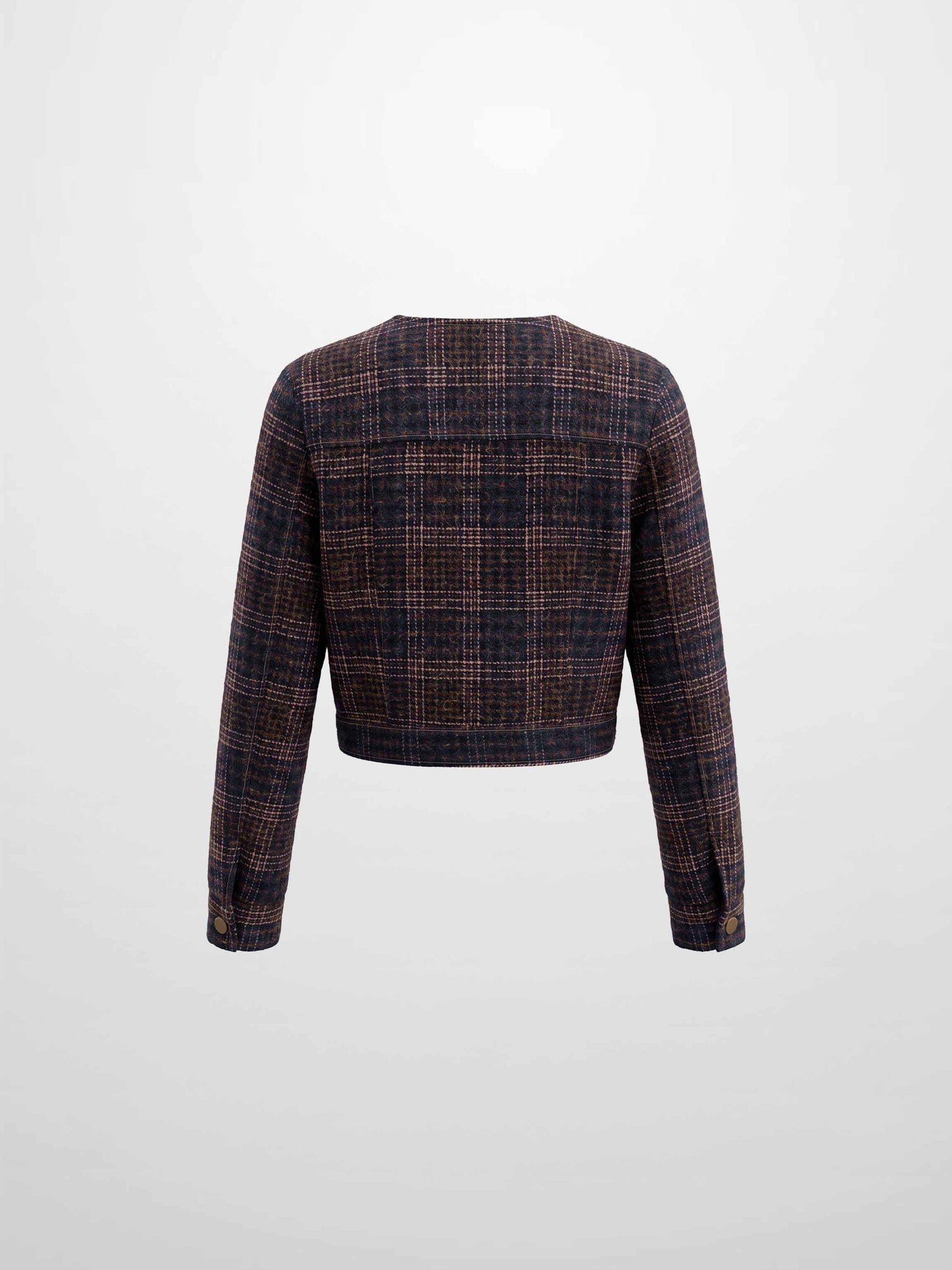 Plaid Crop Bomber Jacket - Pink Plaid