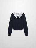 Crew Neck Pebbled Sweater-Navy