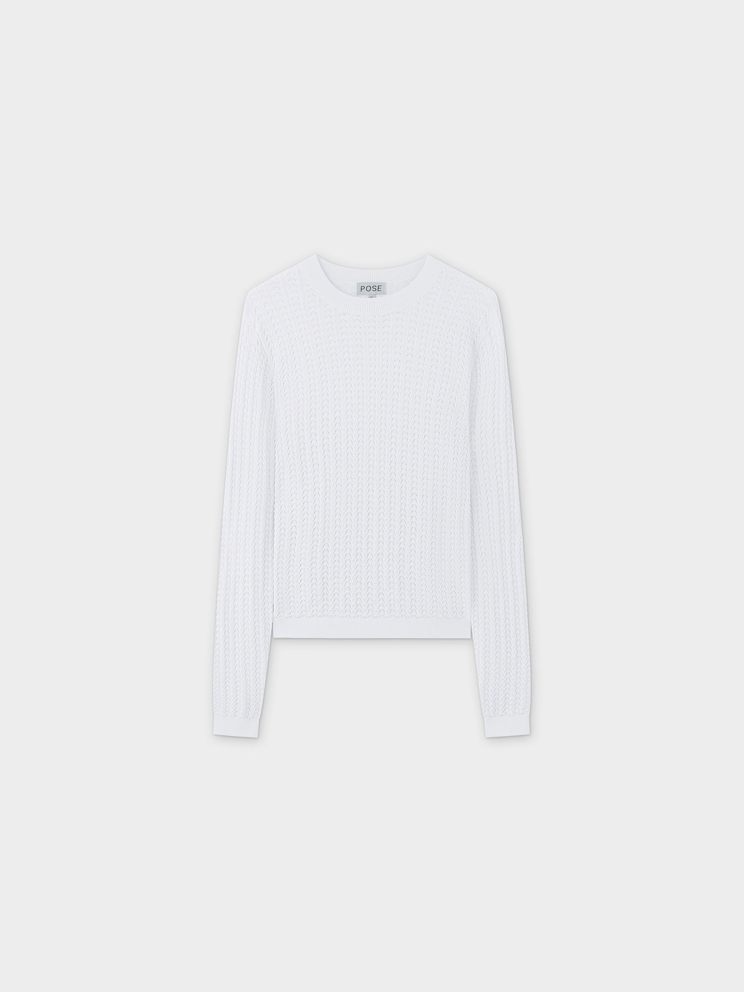 Pointelle Knit Sweater-White