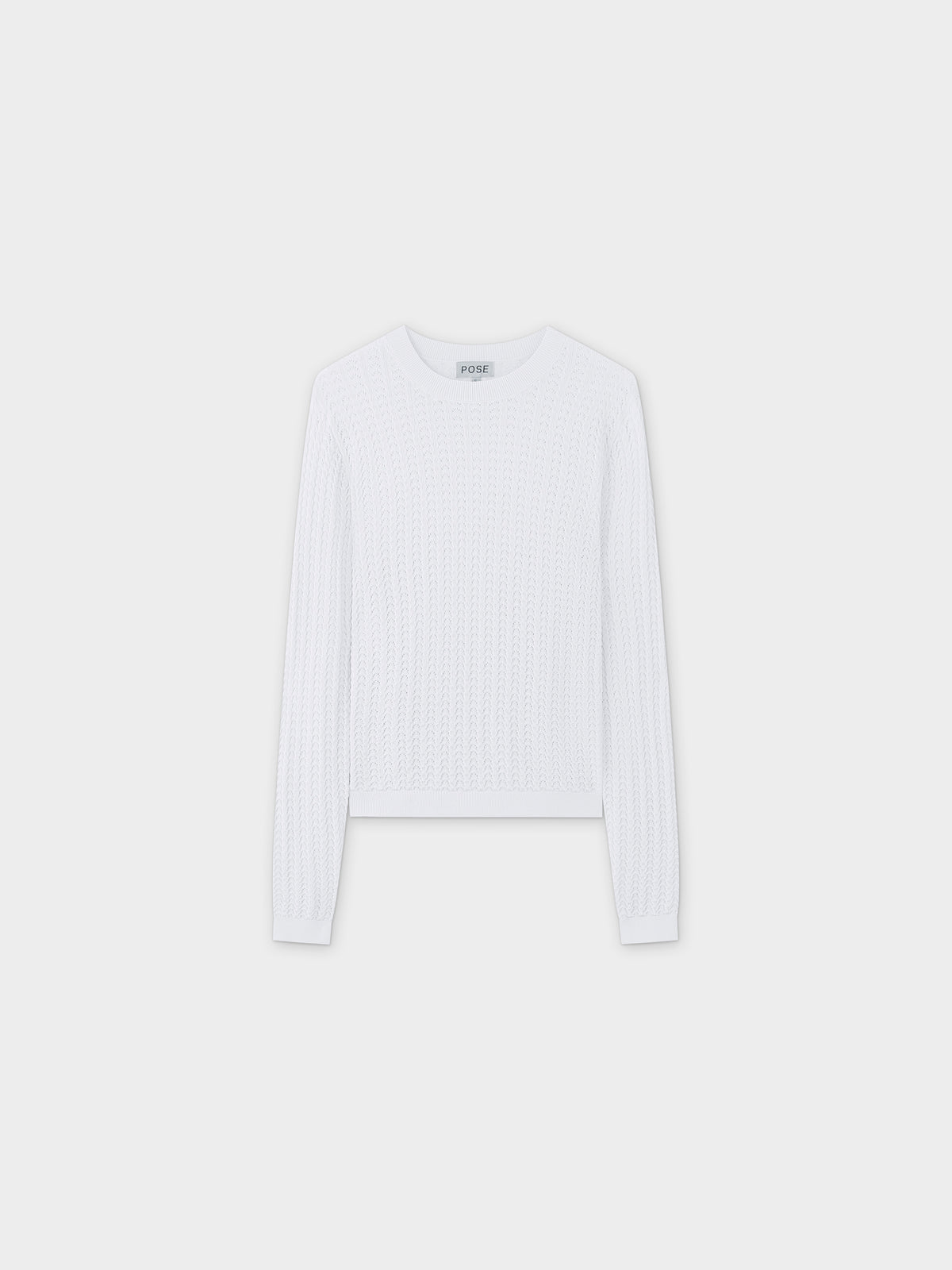 Pointelle Knit Sweater-White