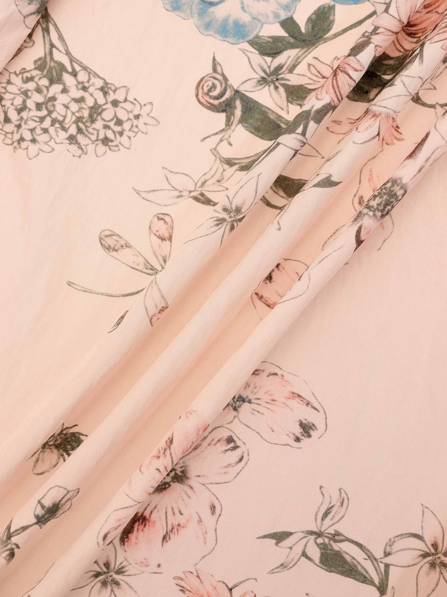 Printed Crinkle Button Down Blouse-Flower Design