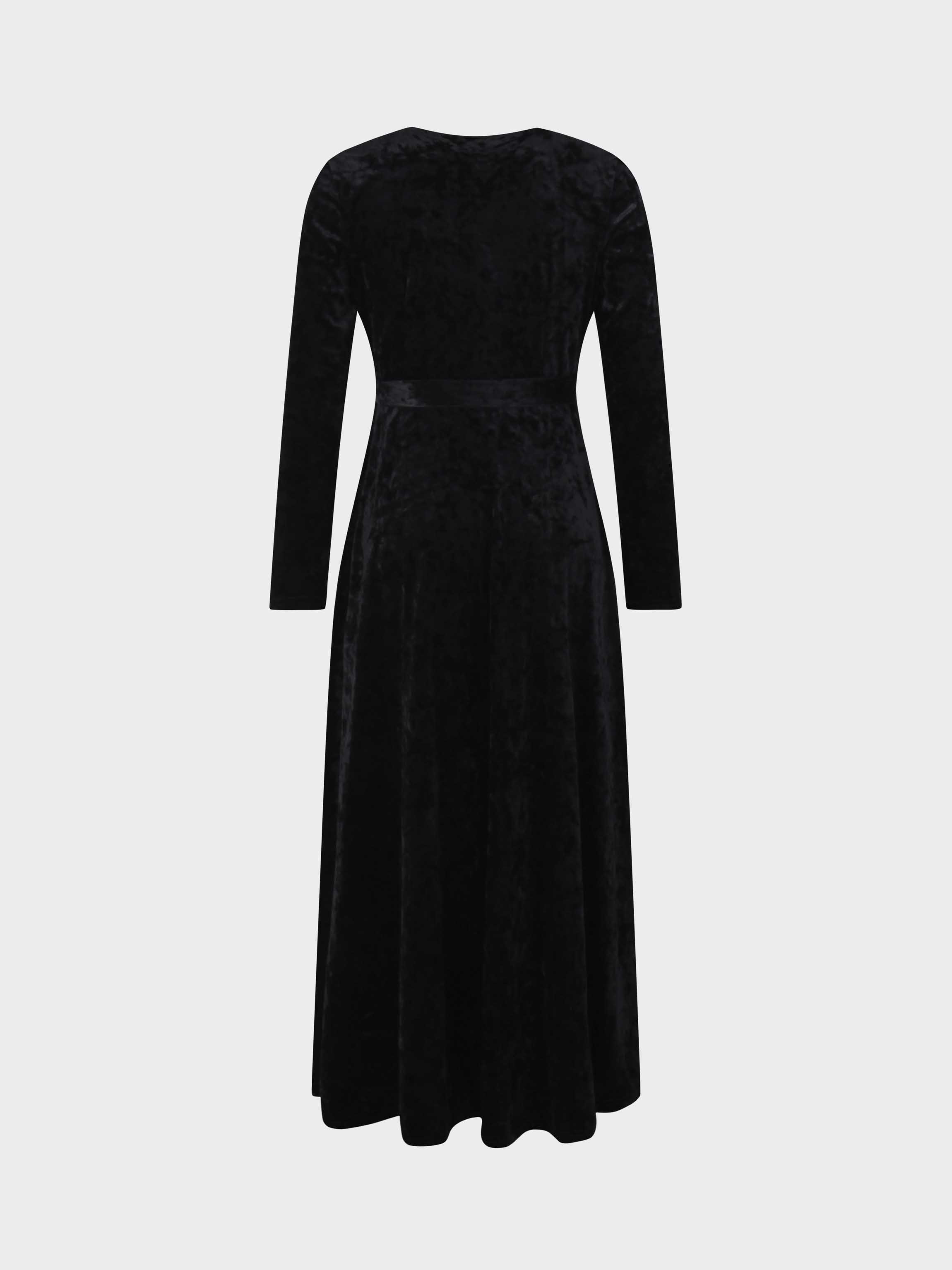 Velvet Wrap Dress-Black