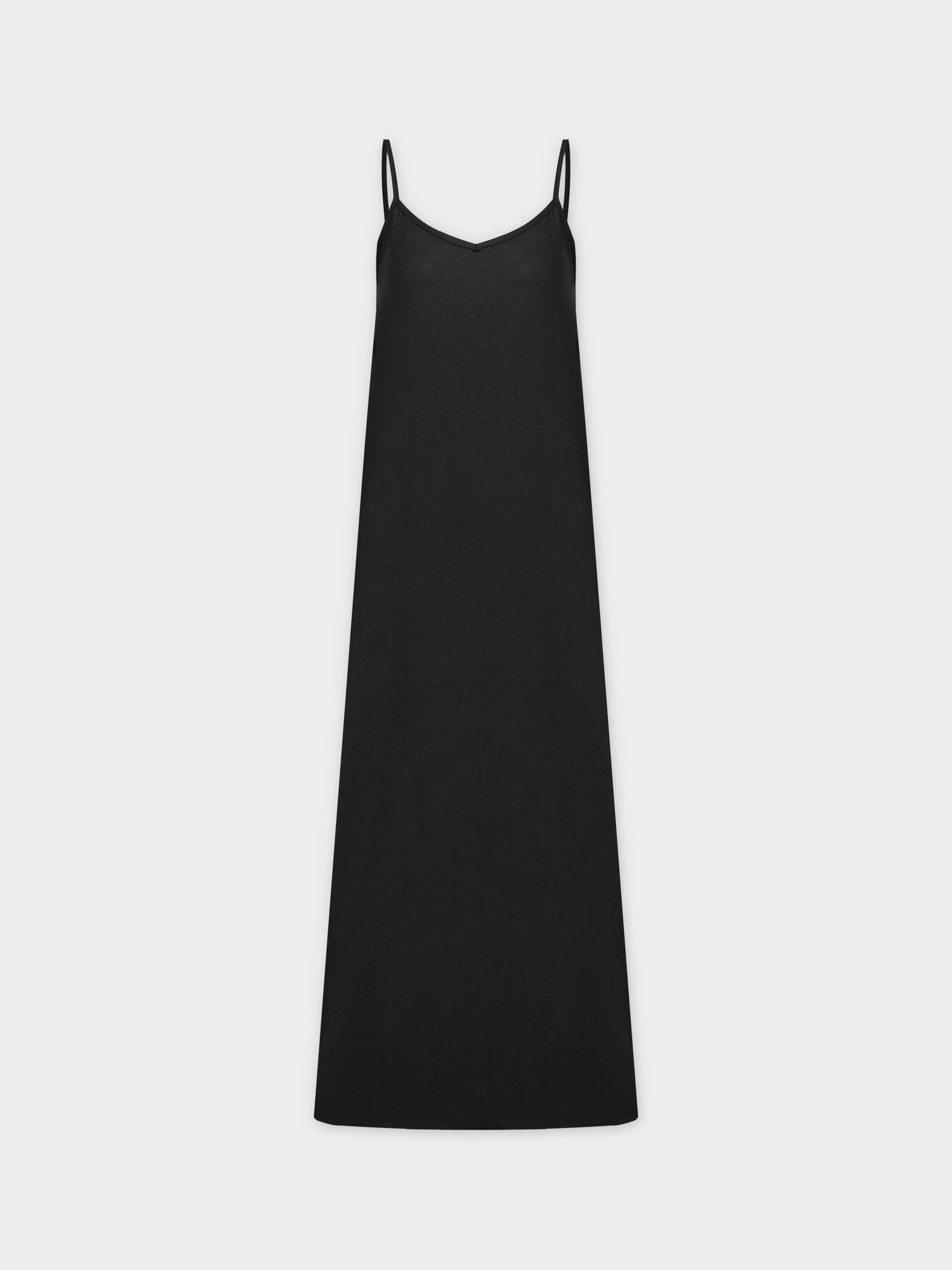 Linen Slip Dress-Black