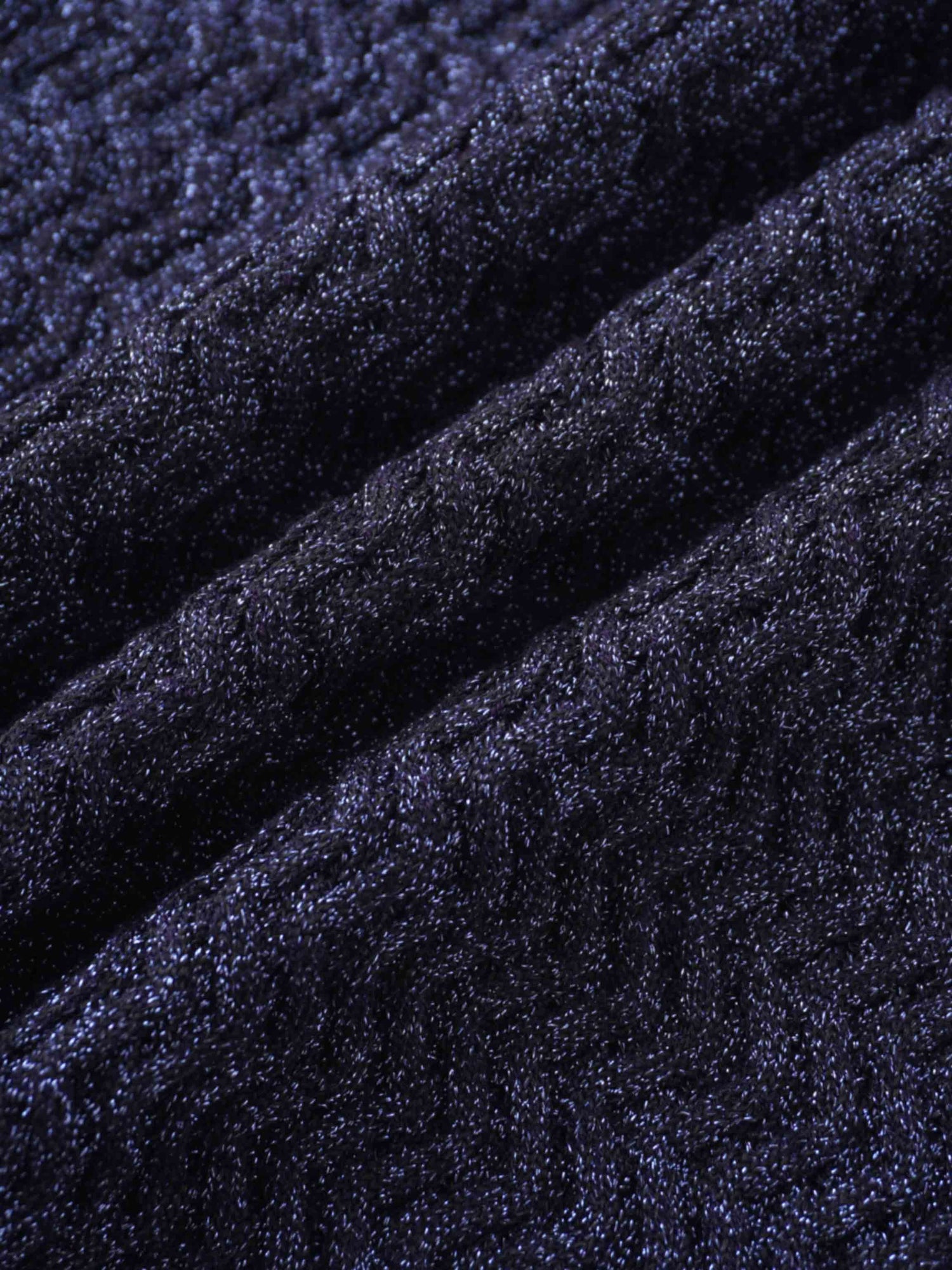 Textured Lurex Crew Sweater-Navy