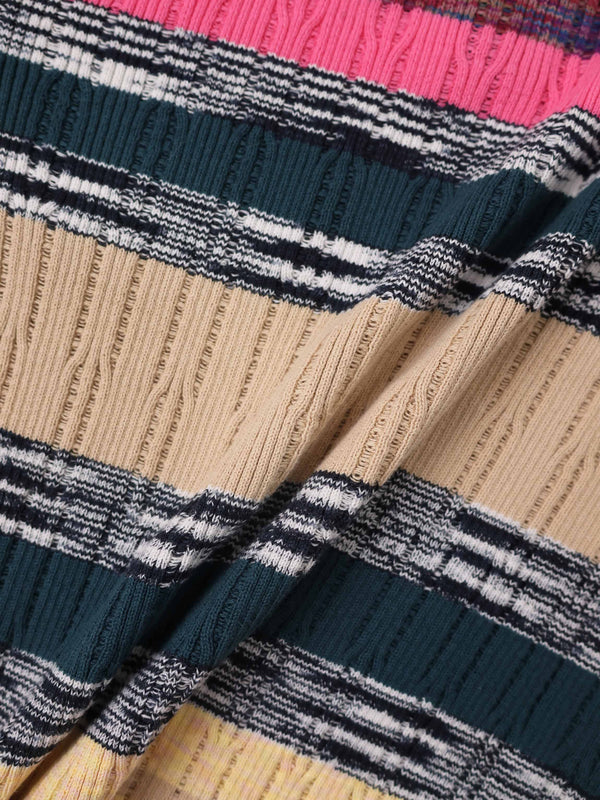 Striped Mixed Media Polo-Multi