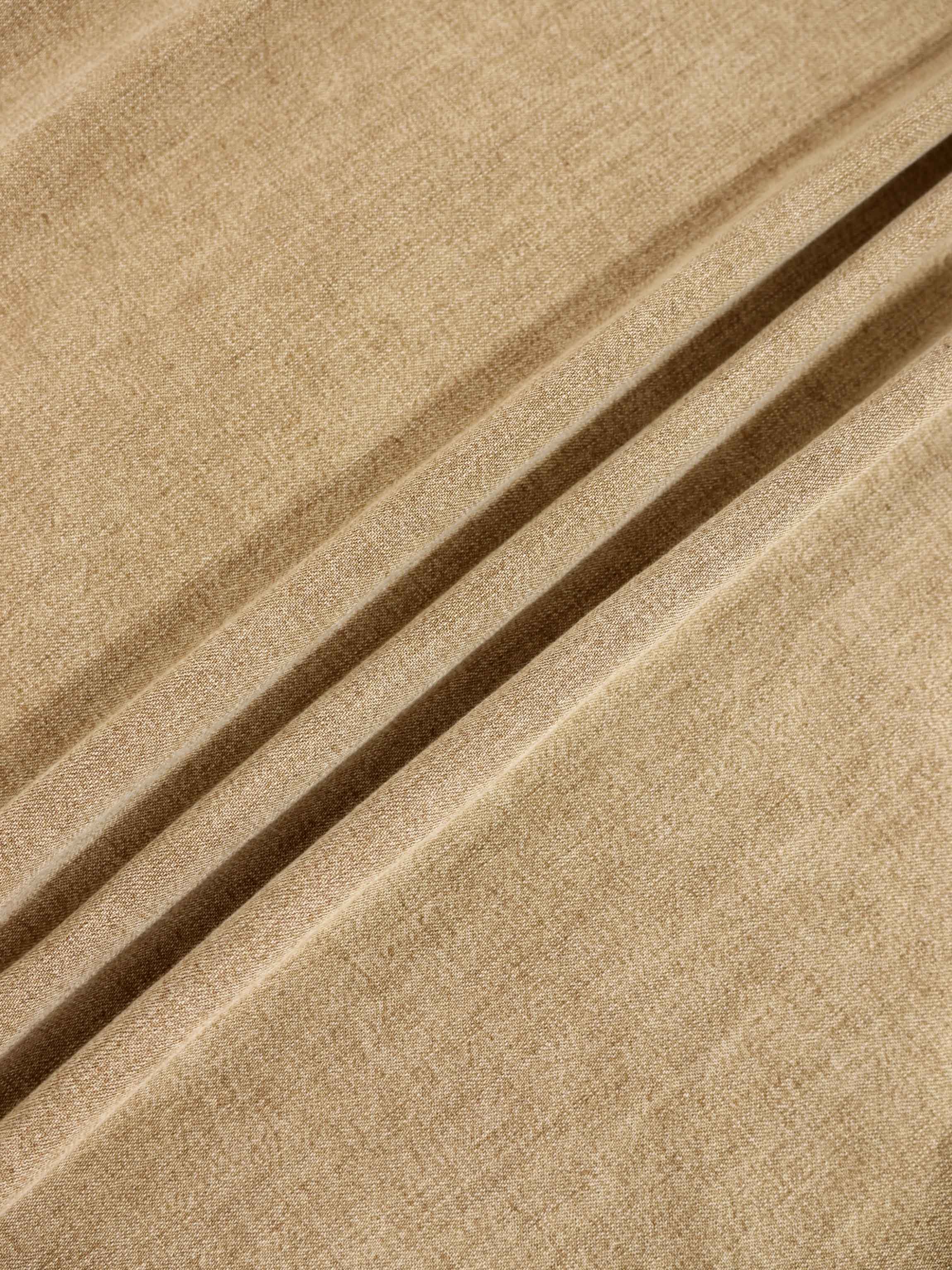 Inverted Yoke Pleat Denim Skirt-Light Tan