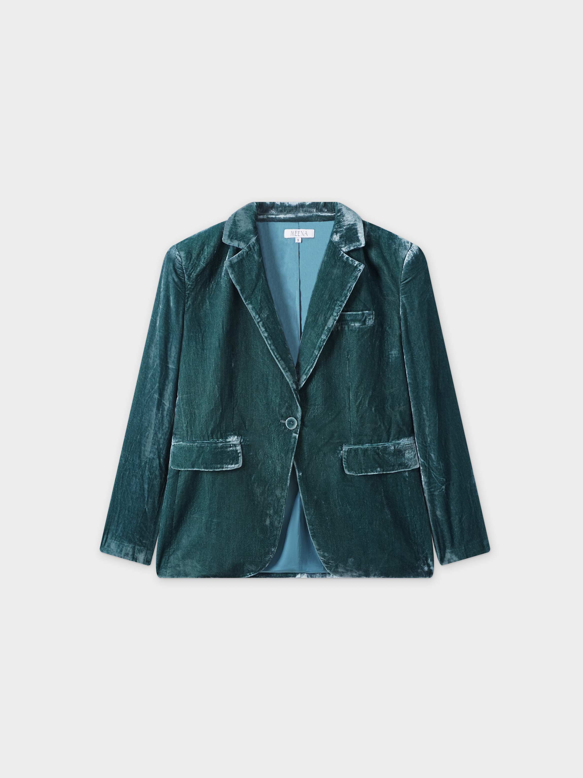 Velvet Blazer-Teal