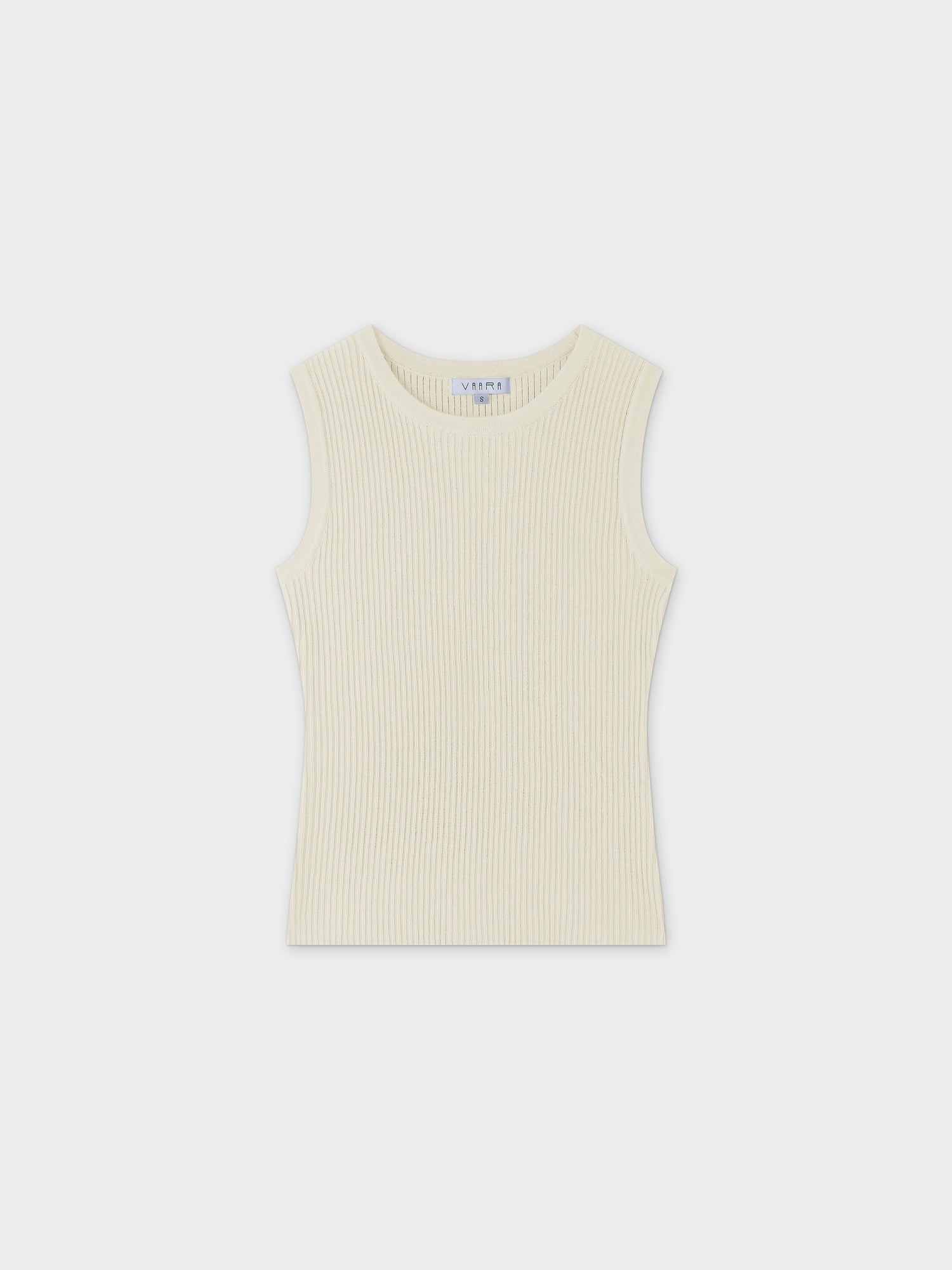 Sleeveless Ribbed Crew-Ivory