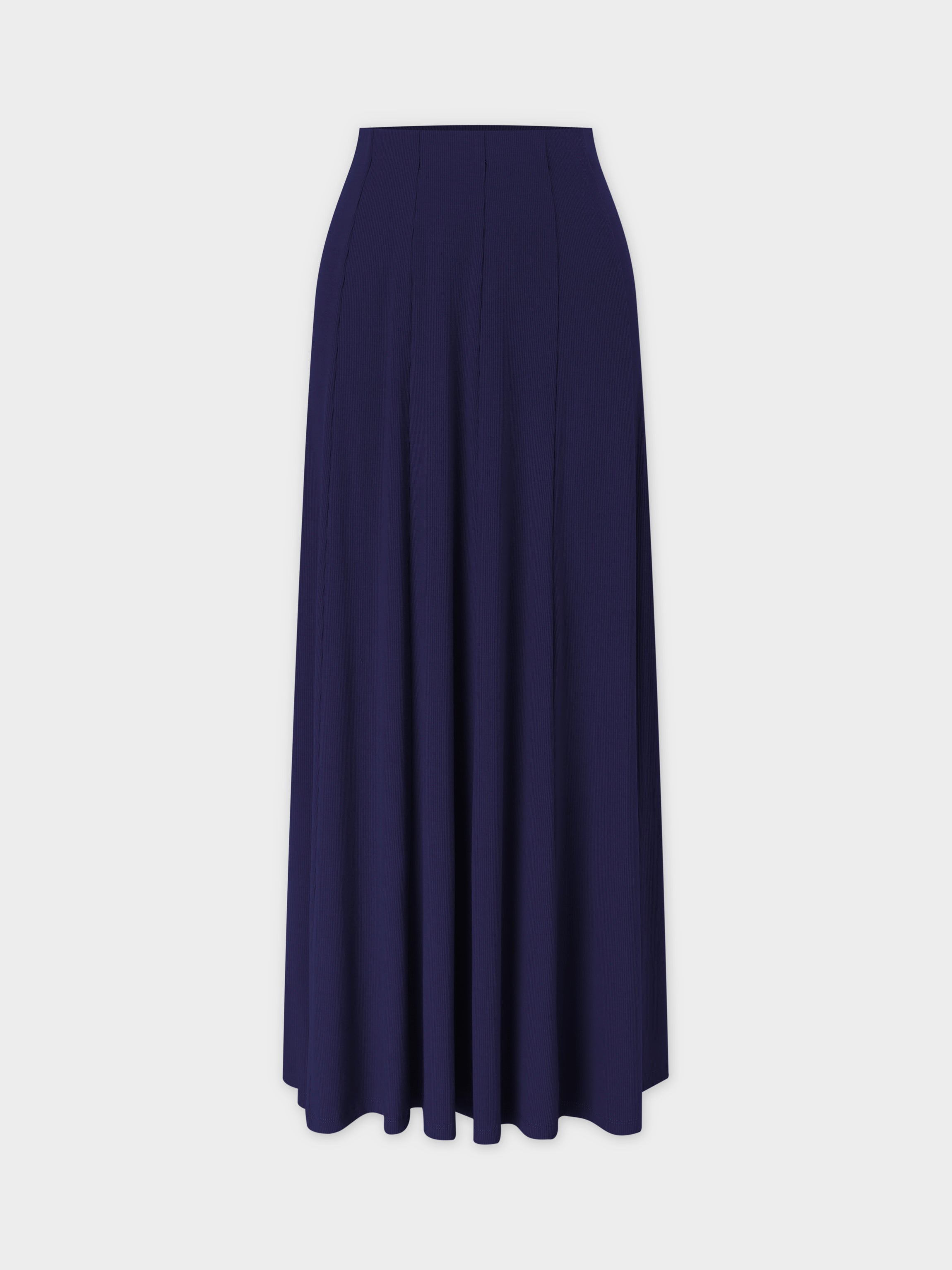 Panel Ribbed Skirt-Navy