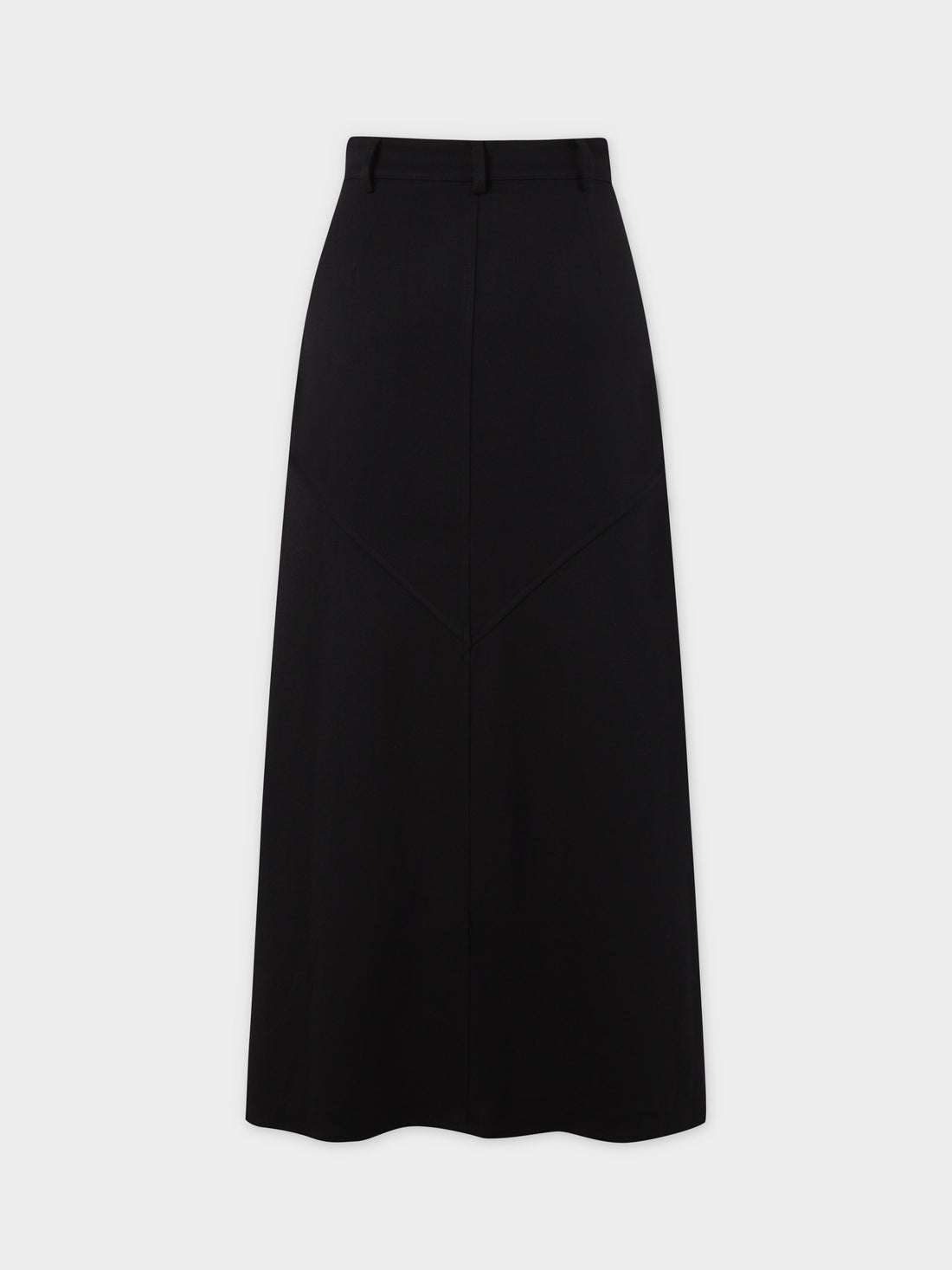 Deep V Wool Skirt-Black