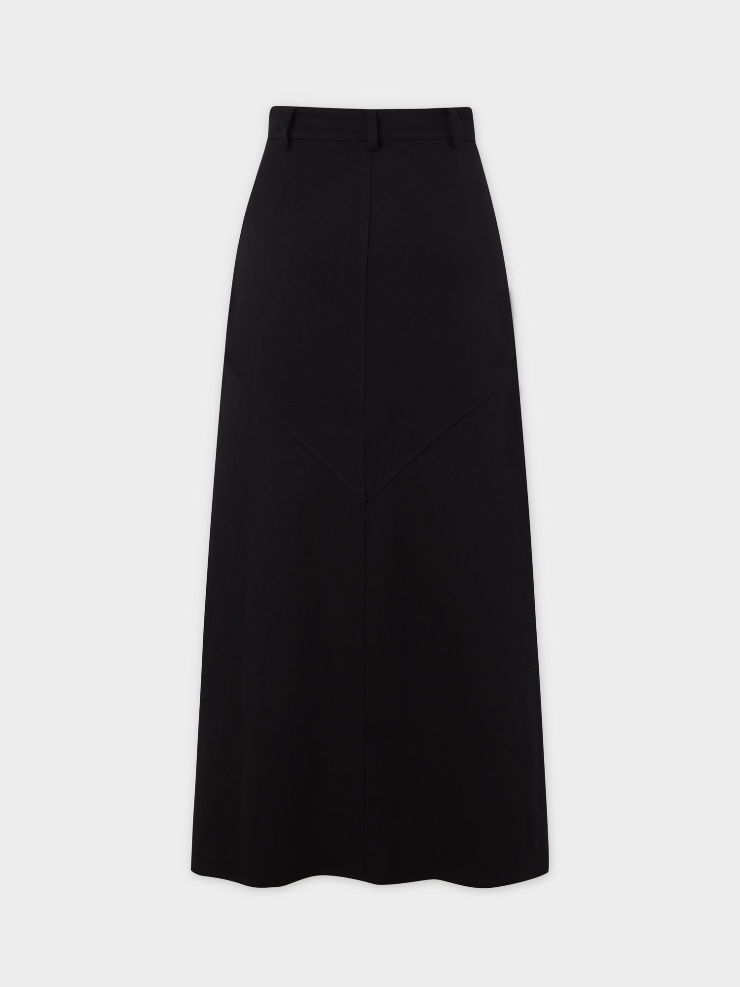 Deep V Wool Skirt-Black