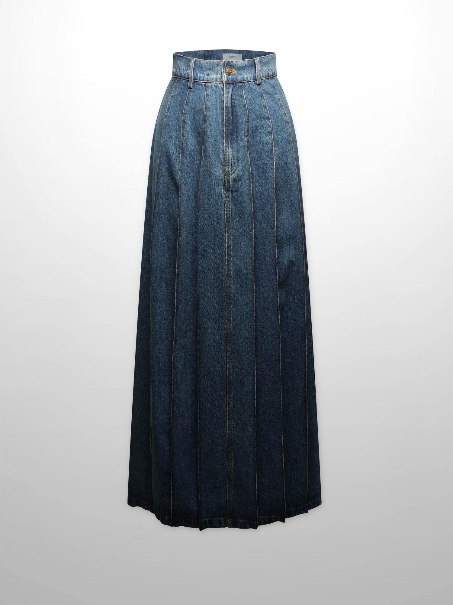 Stitched Pleated Skirt-Blue