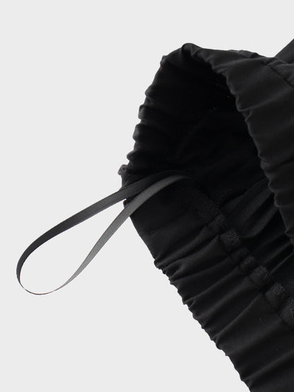 Mix Pleat Skirt-Black