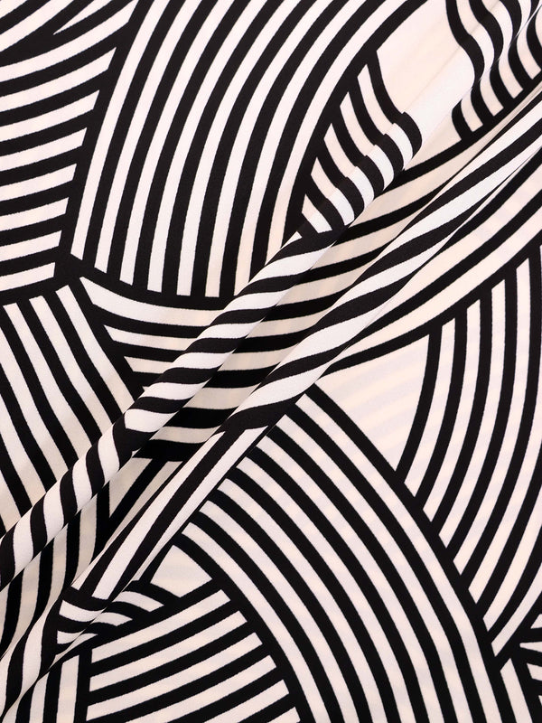Button Down Print Blouse-Geometric Lines
