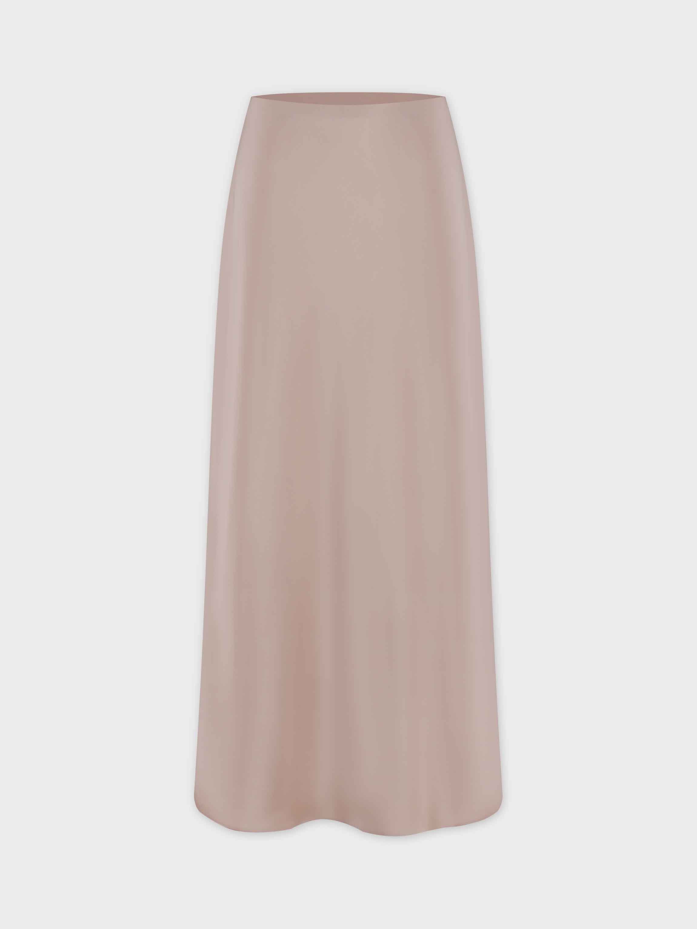 Solid Satin Slip Skirt-Natural