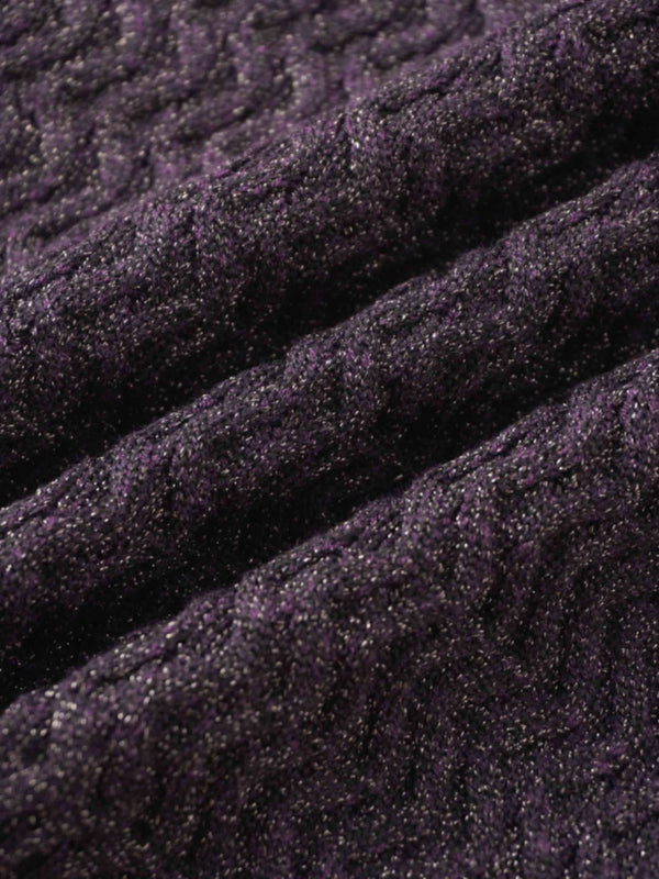 Textured Lurex Crew Sweater-Wine