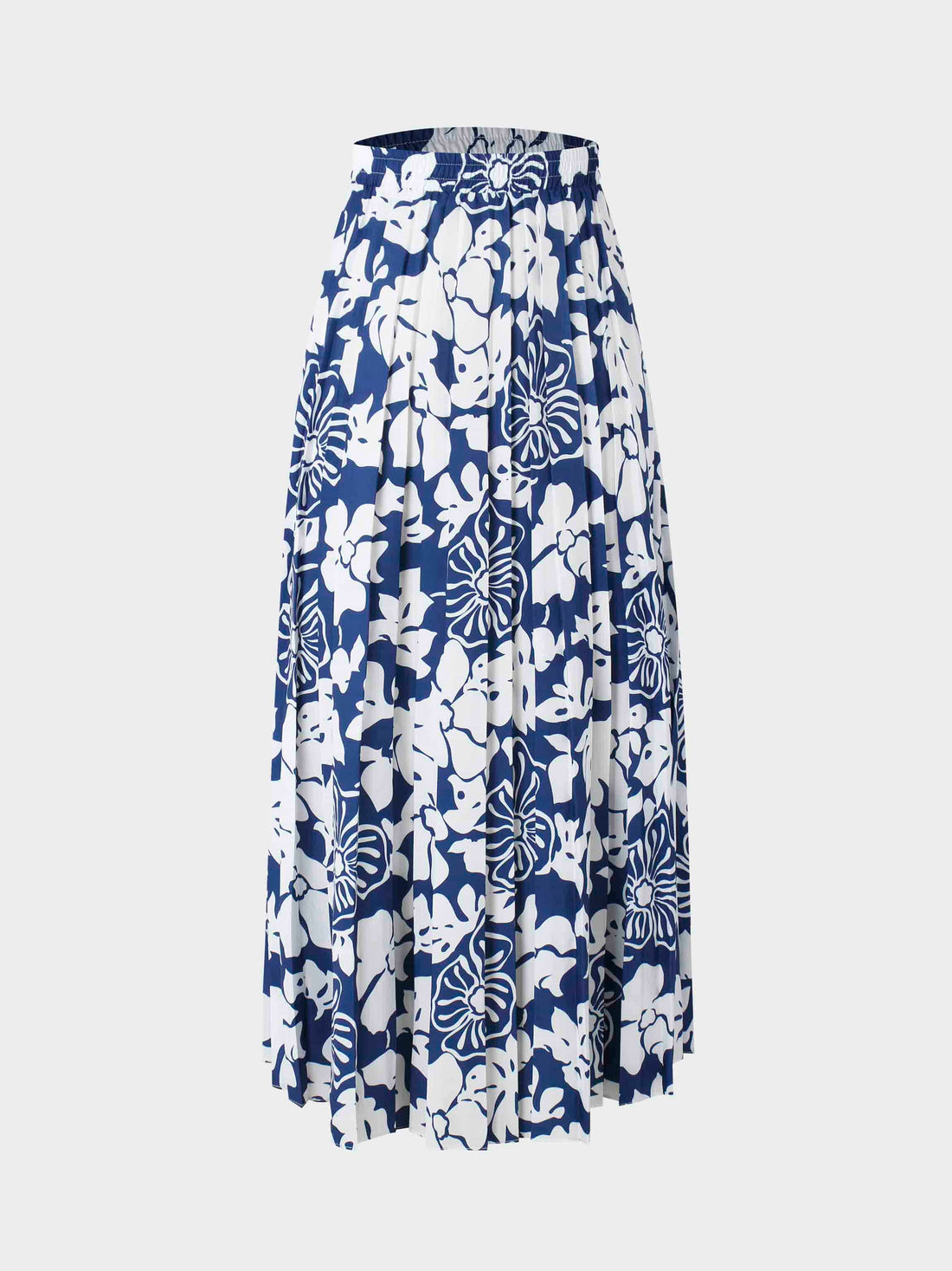 Covered Band Pleated Skirt 37&quot;-Blue Floral