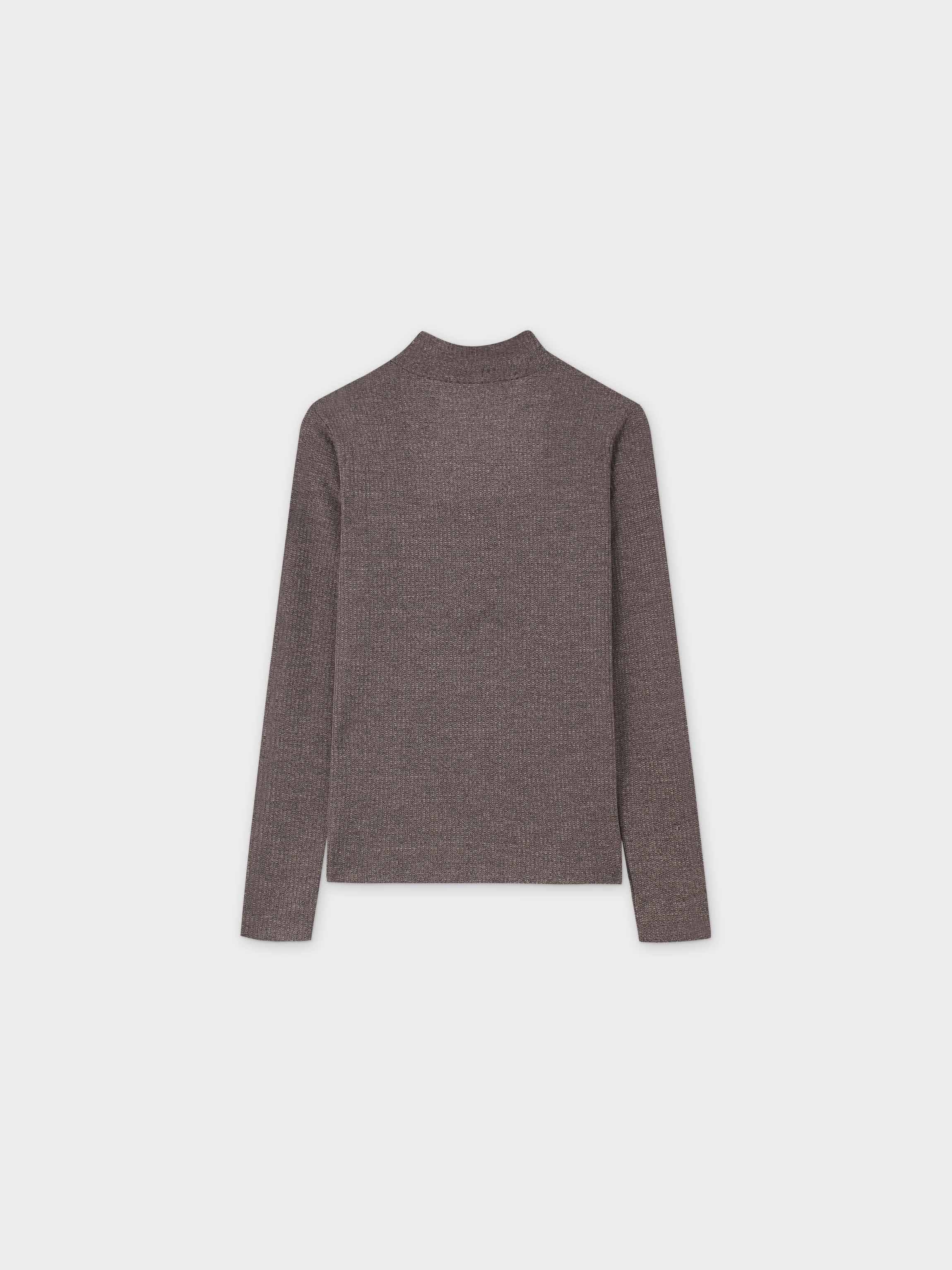 Textured Stretch Turtleneck-Brown