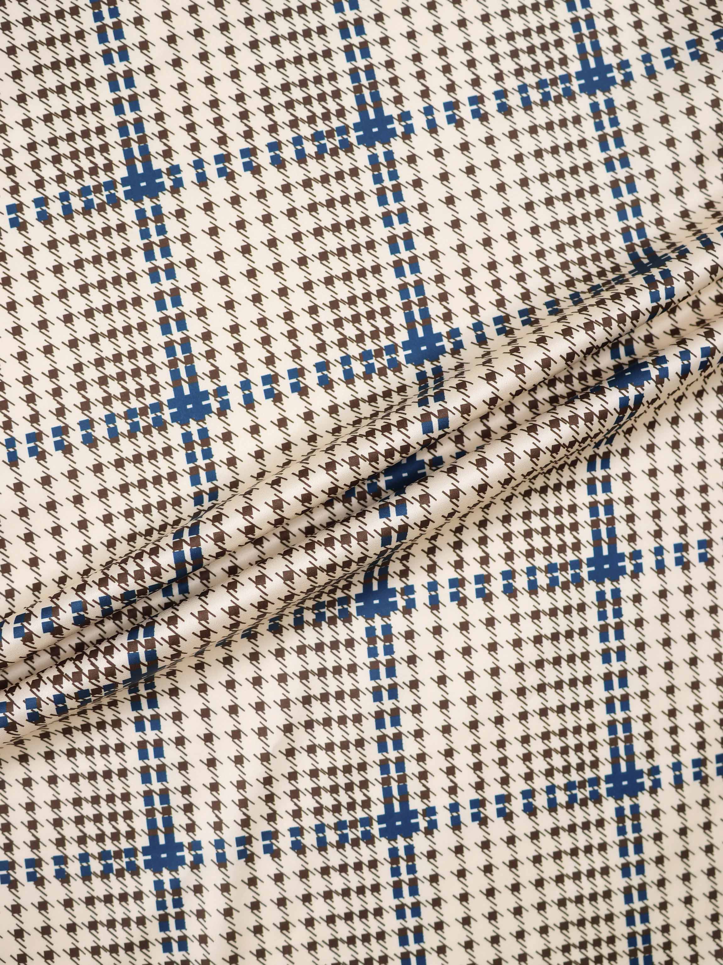 Print Slip Skirt-Brown Houndstooth