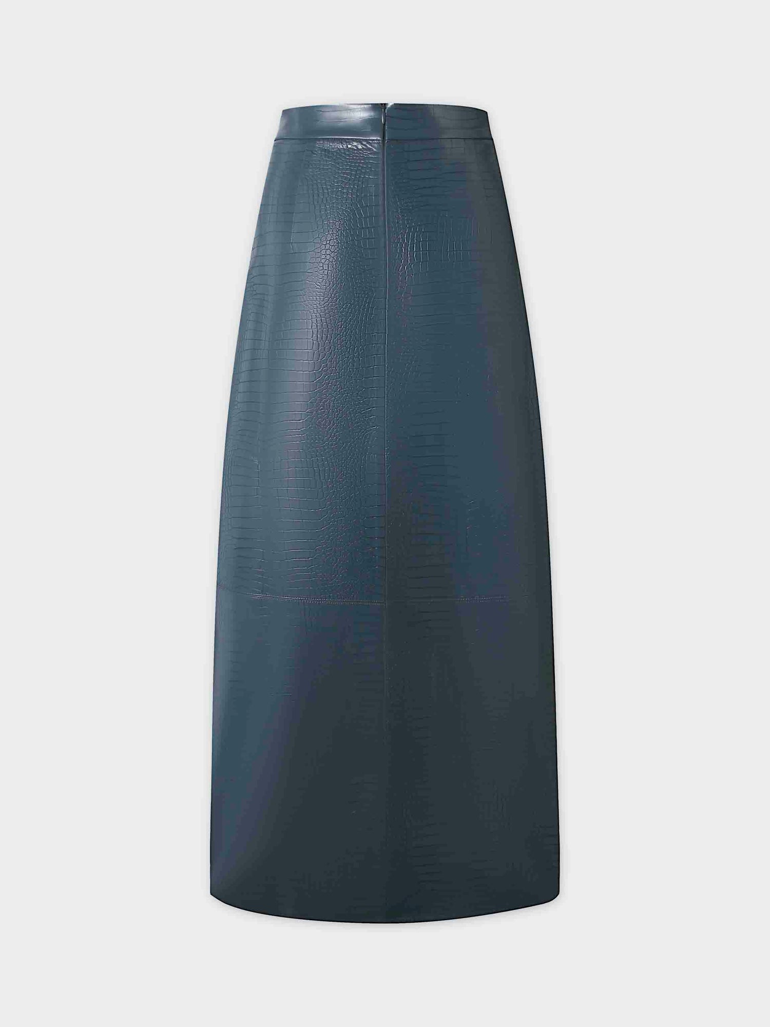 Croc Leather Skirt-Teal