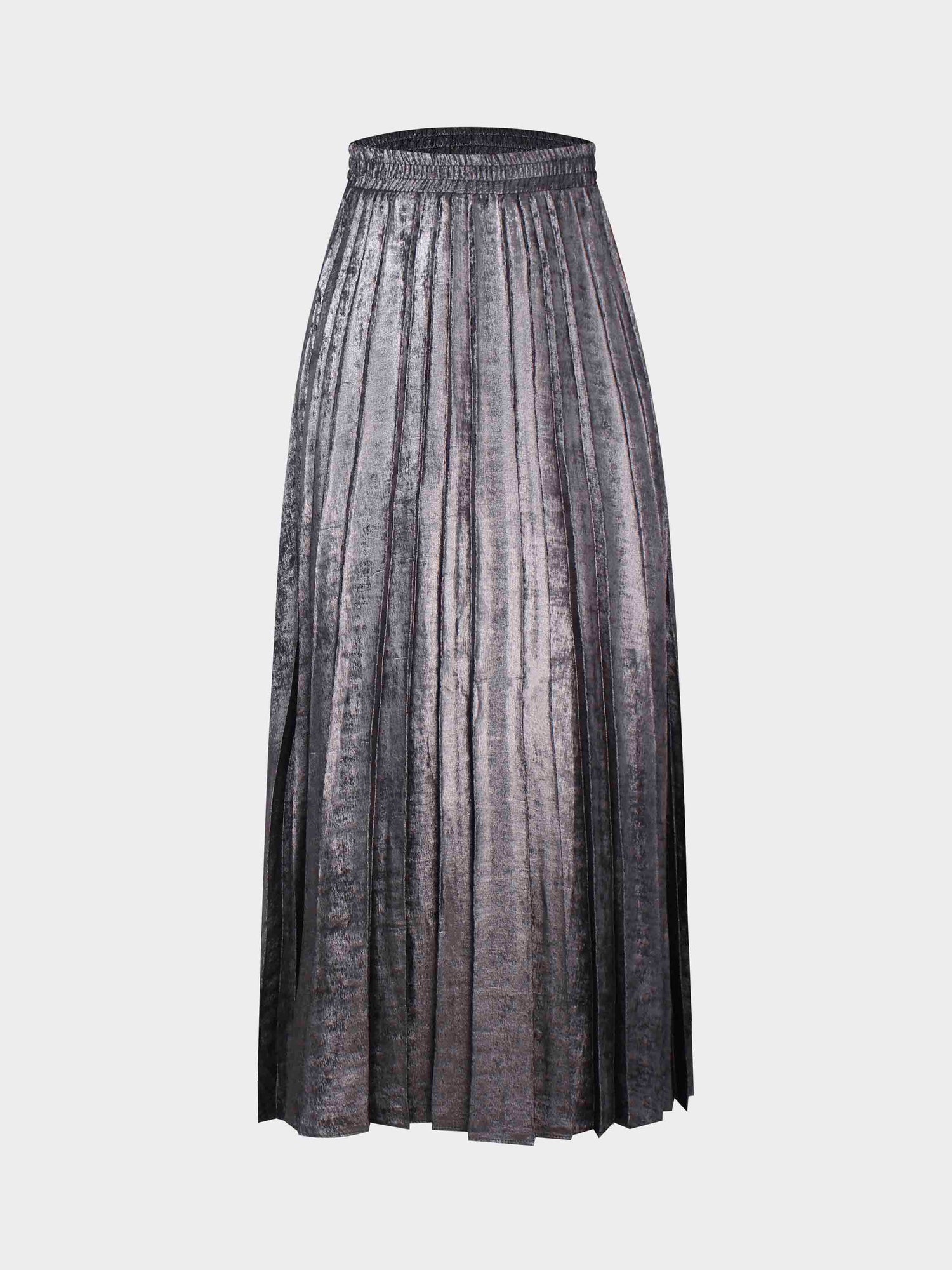 Covered Band Pleated Skirt-Gunmetal Shimmer